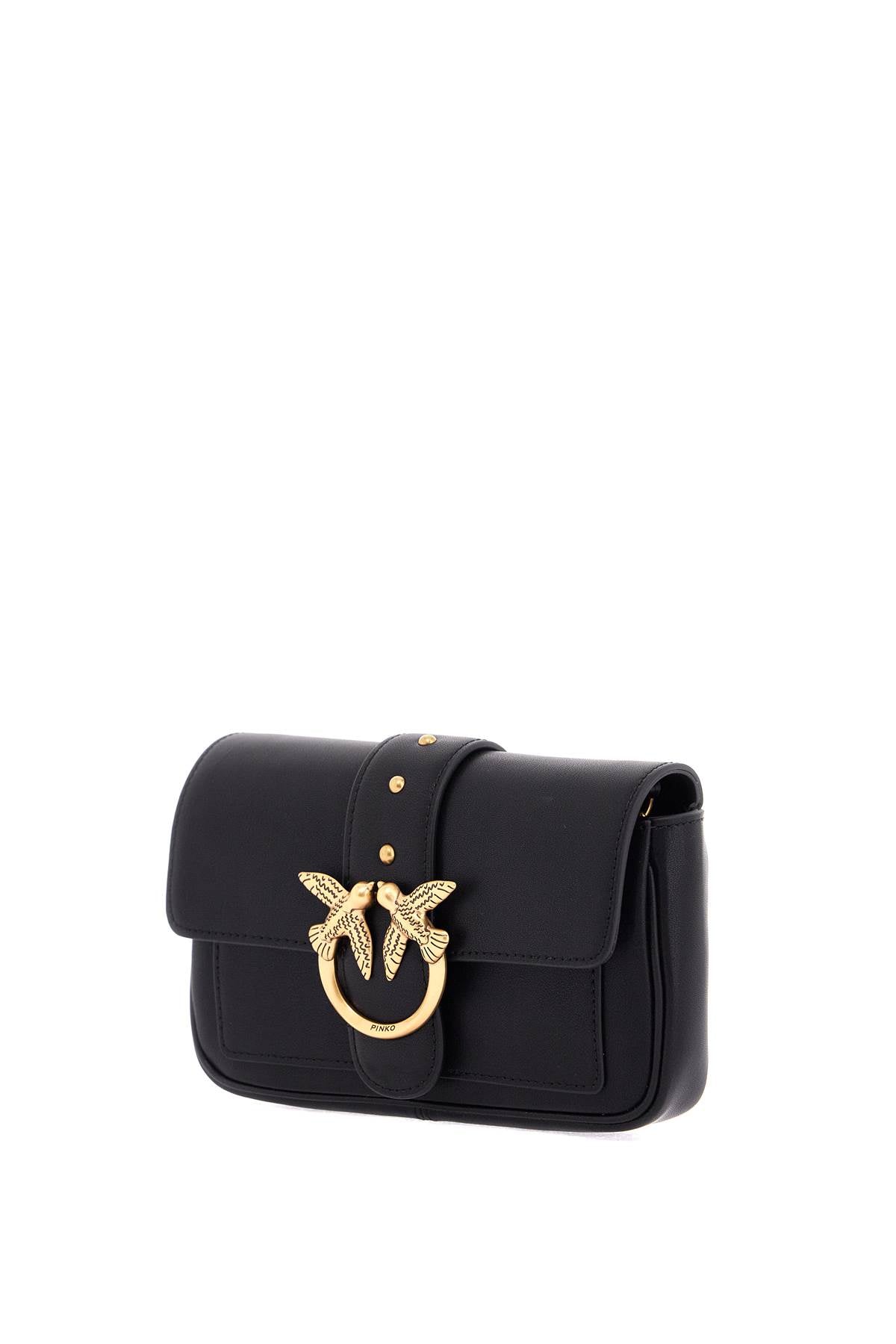 Pinko Love Pocket Simply Crossbody Bag – Black with Golden Strap