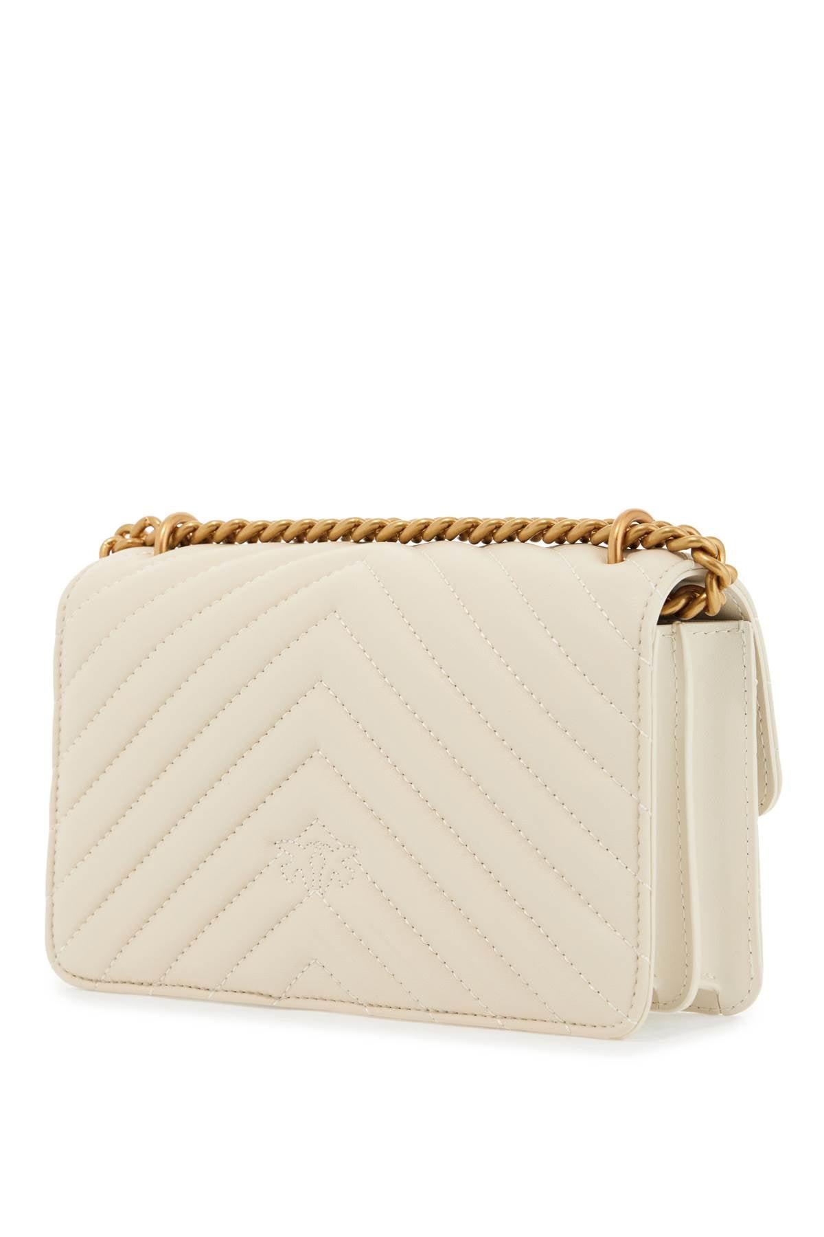 Pinko Mini Love Chevron Leather Bag – Ivory with Love Birds Buckle