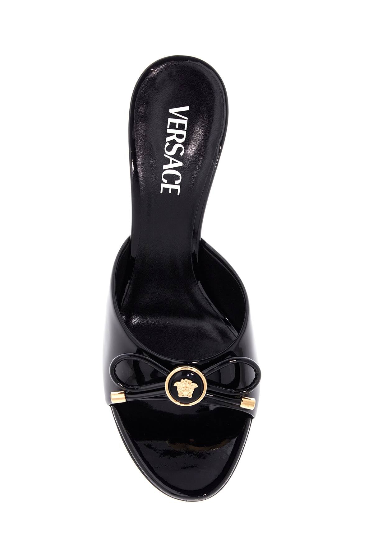 Versace "opera bow patent leather mules