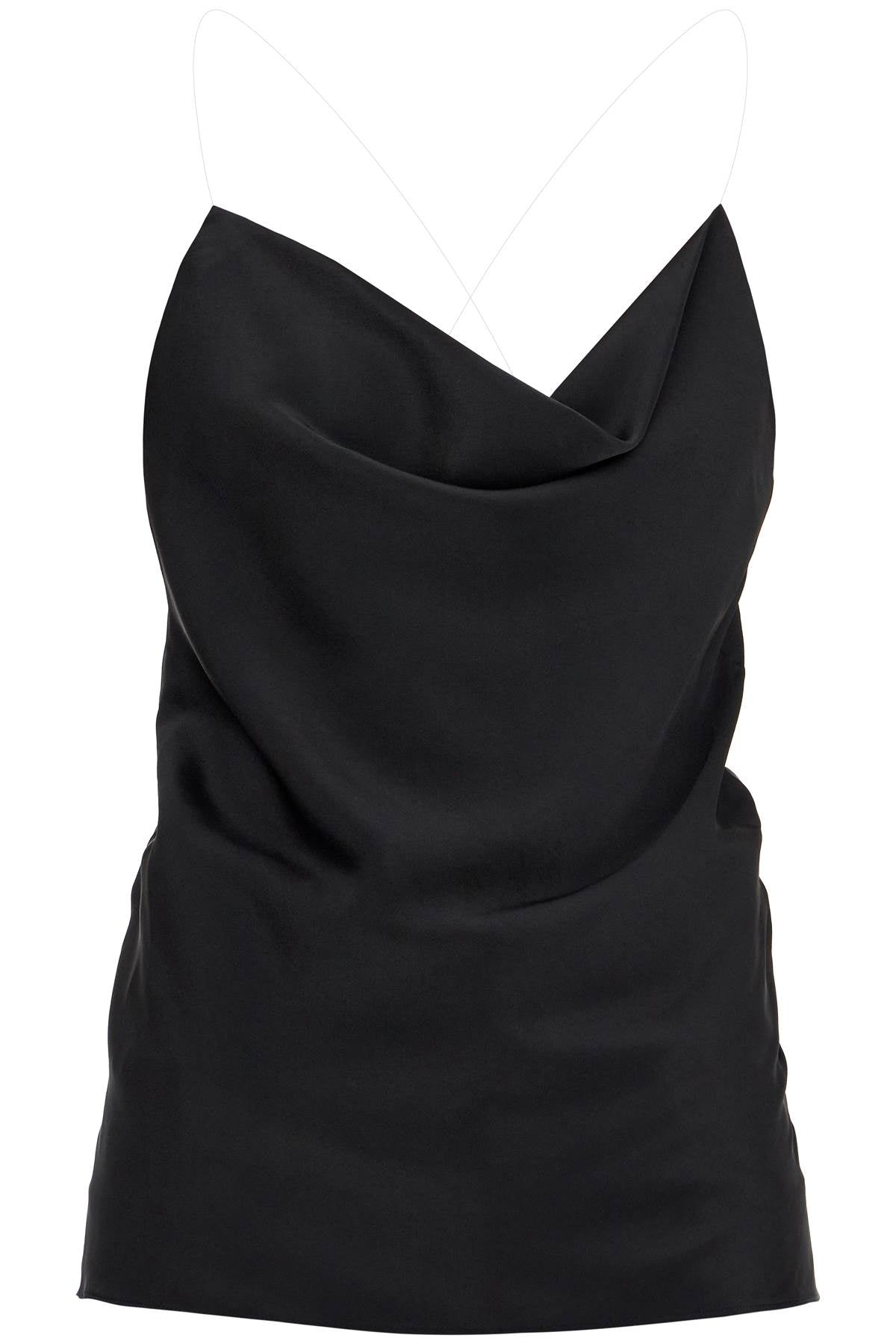 Y Project satin top with draped neckline and low