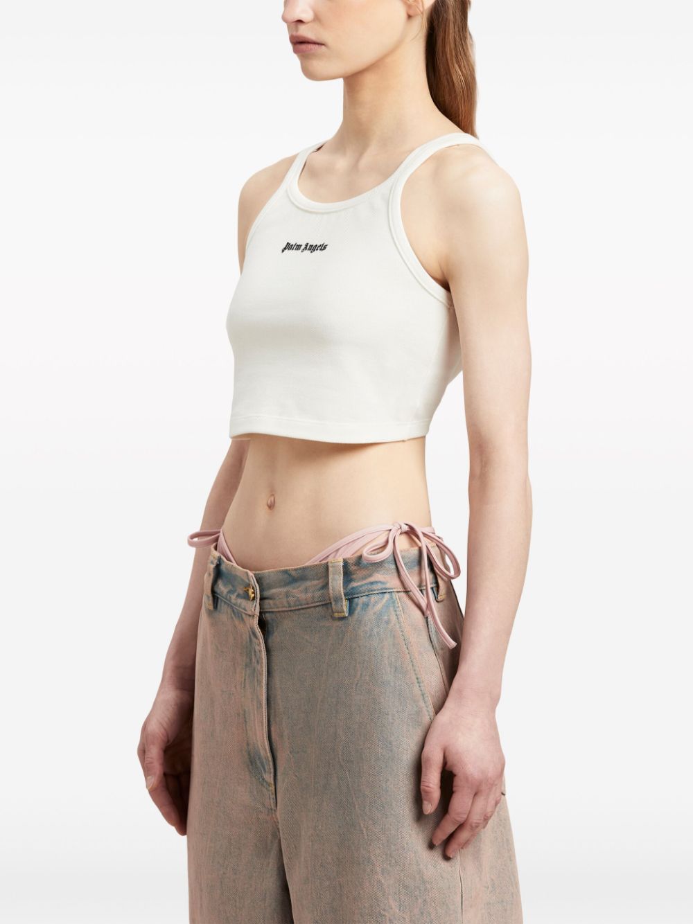 Palm Angels Cropped Logo Tank Top – Off-White