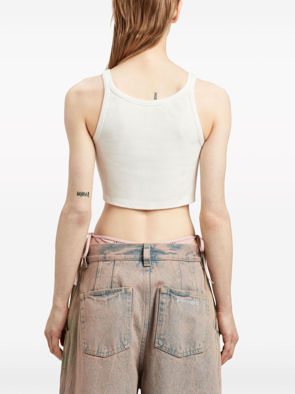 Palm Angels Cropped Logo Tank Top – Off-White