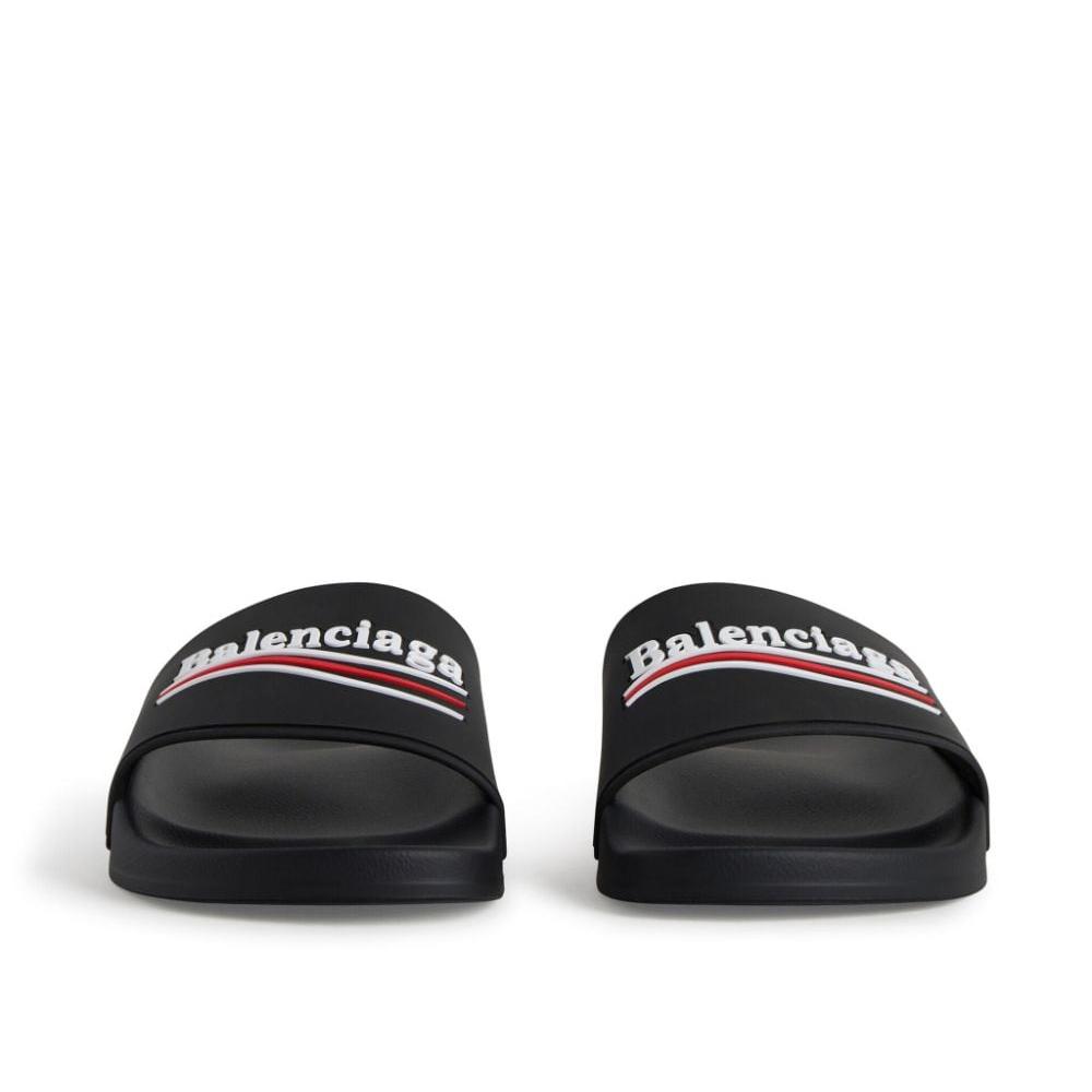 Balenciaga Logo Embossed Slide Sandals – Black