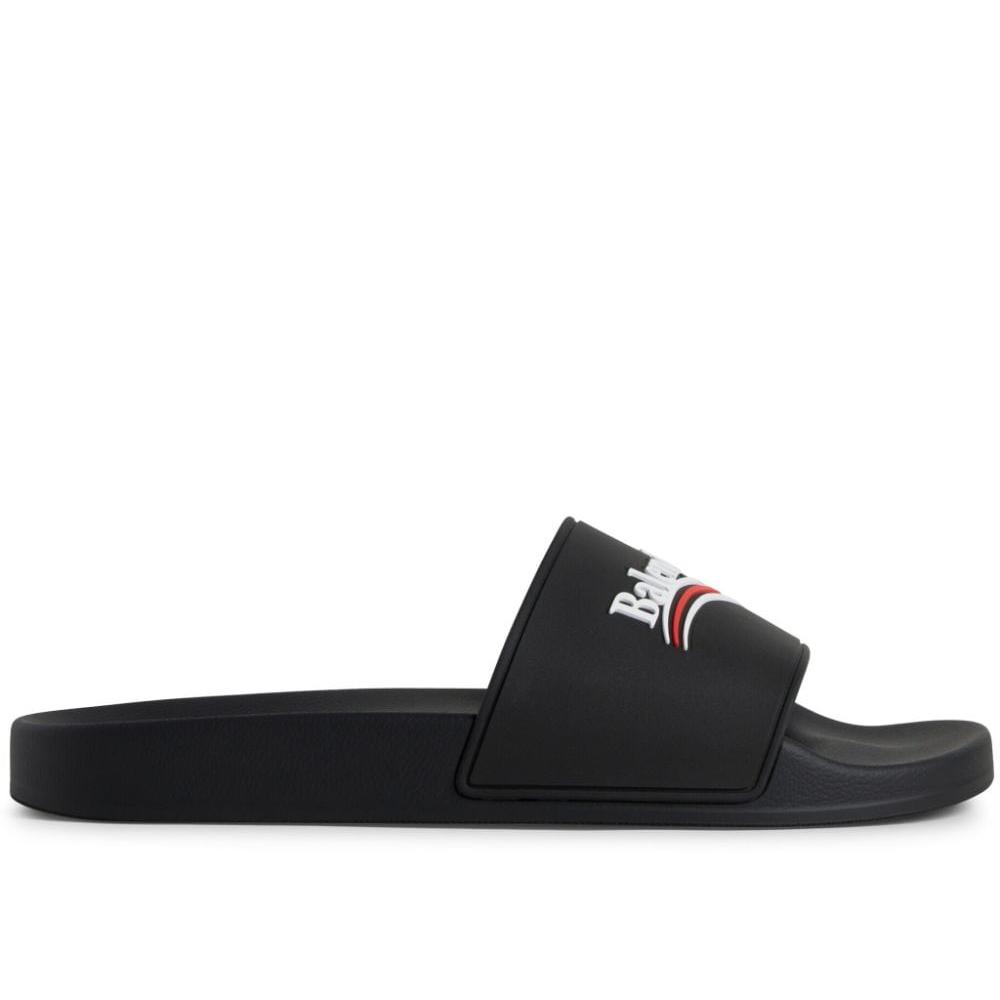 Balenciaga Logo Embossed Slide Sandals – Black