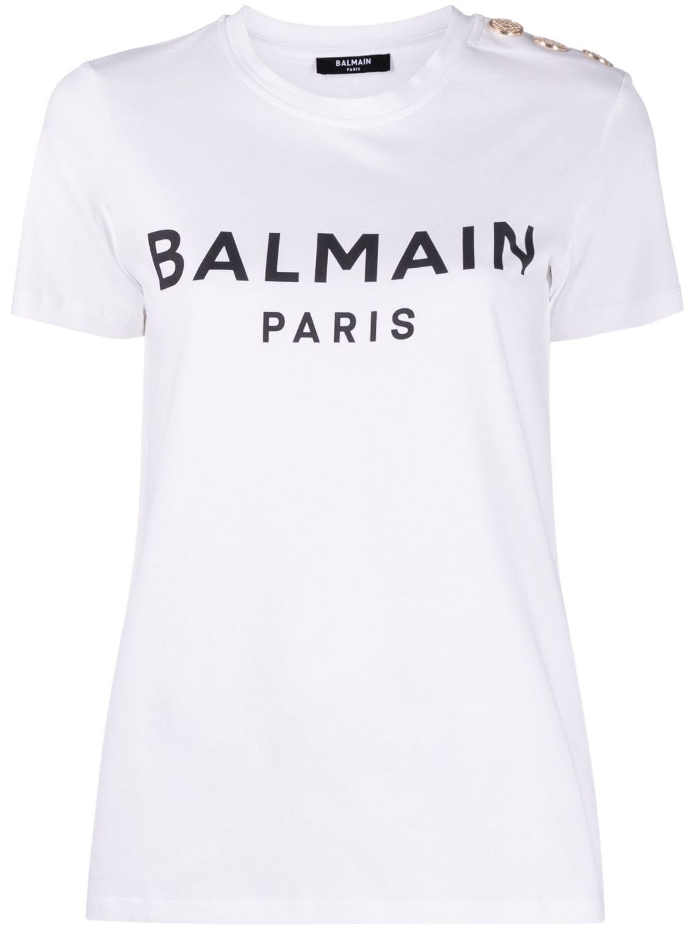 Balmain Button-Embellished Logo-Print T-Shirt