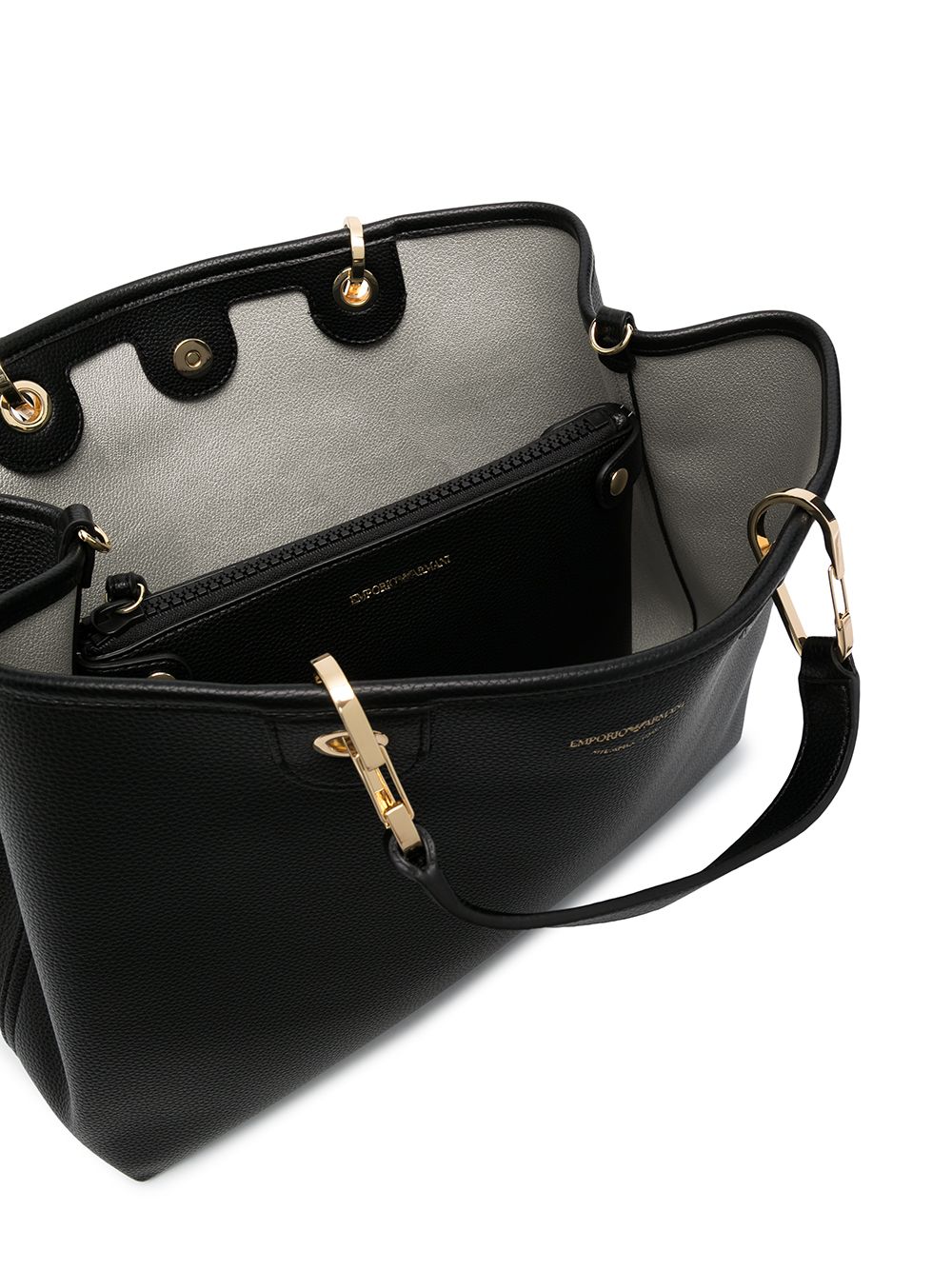 Emporio Armani Capsule Tote Bag – Black with Gold Details