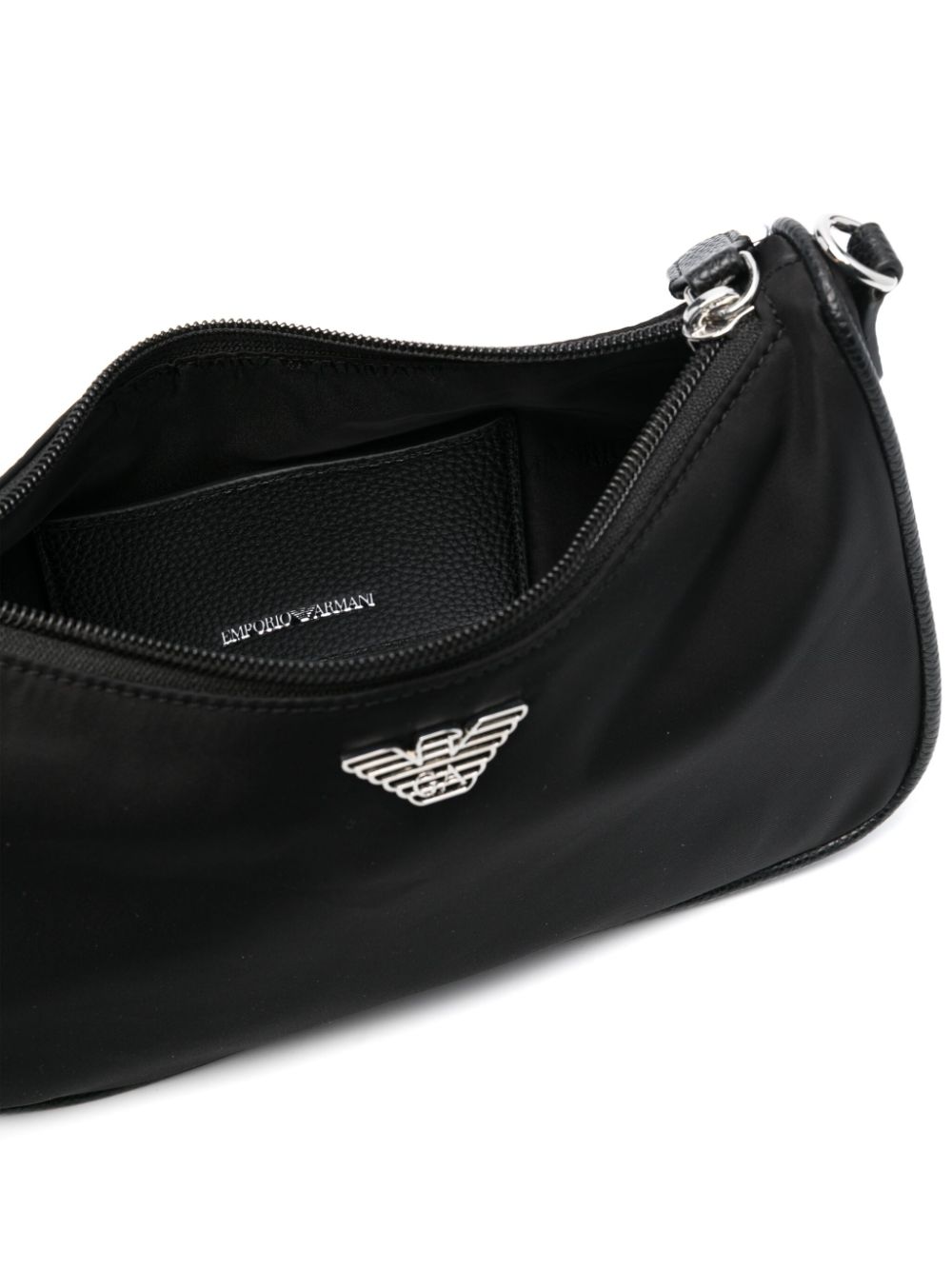 Emporio Armani Recycled Nylon Shoulder Bag – Black with Logo Details