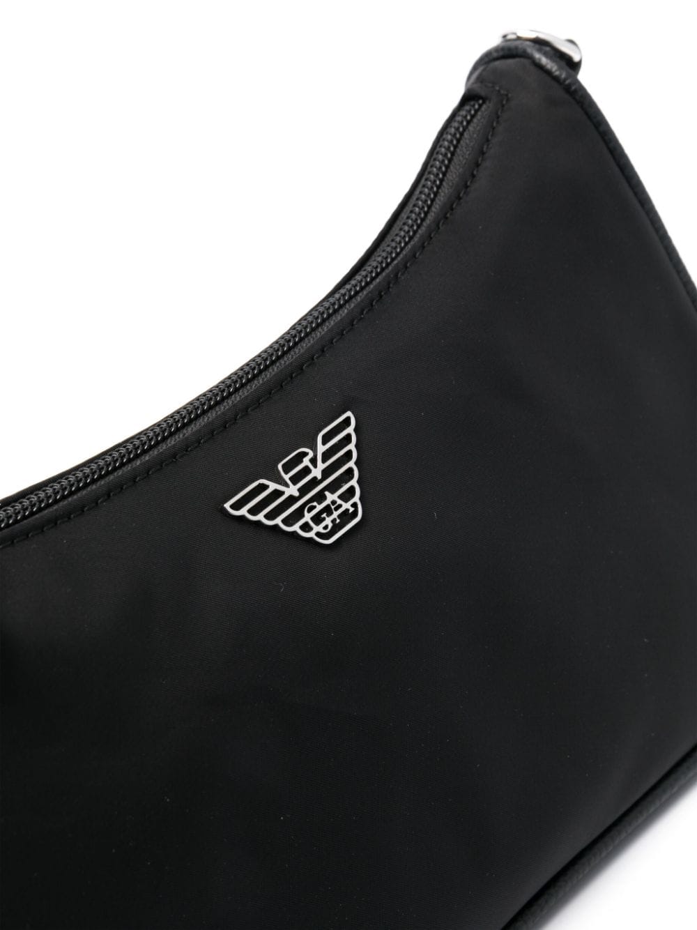 Emporio Armani Recycled Nylon Shoulder Bag – Black with Logo Details