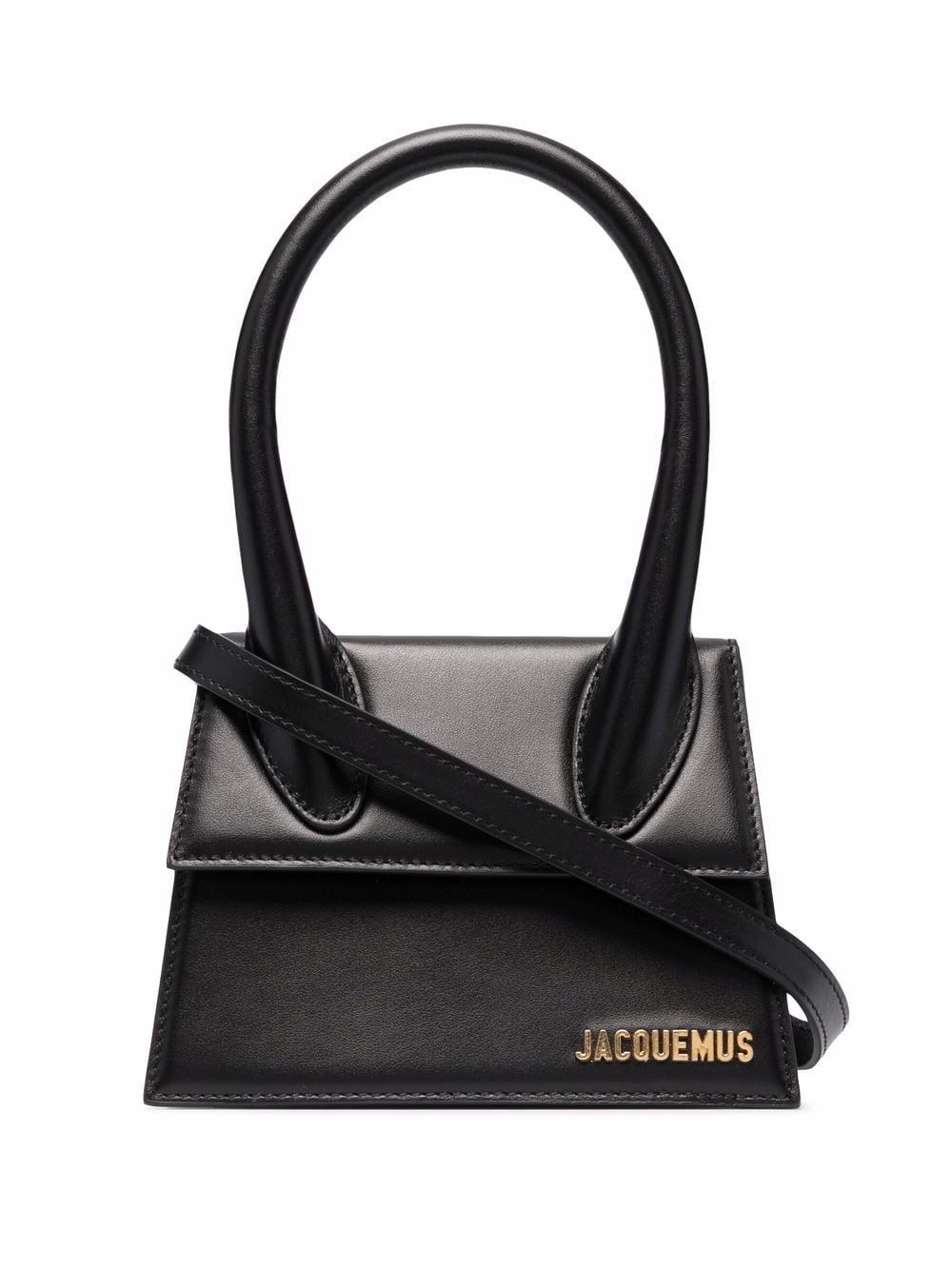 Jacquemus Le Moyen Chiquito Tote Bag – Black Leather with Gold Details