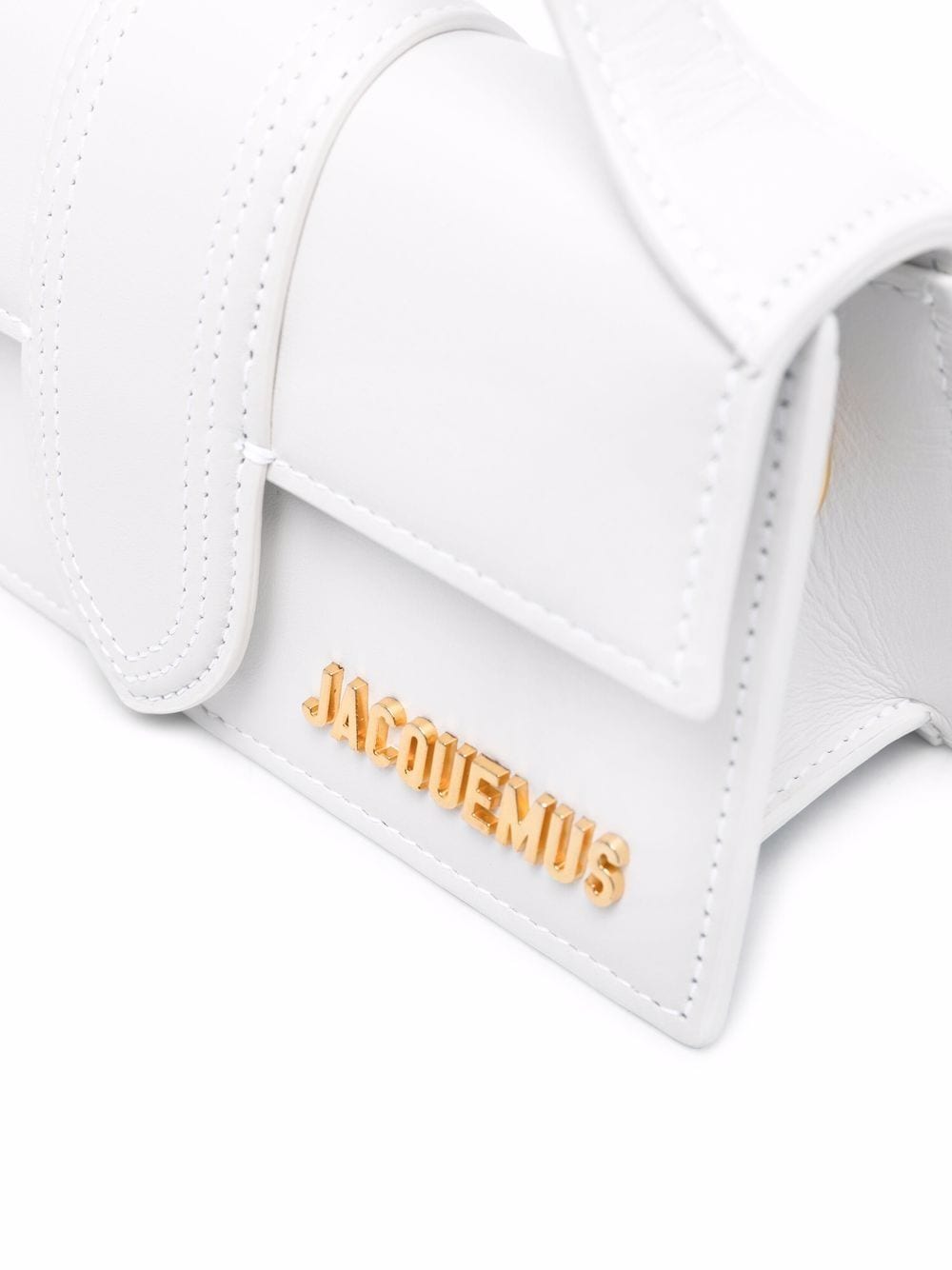 Jacquemus Le Bambino Long Shoulder Bag – White Leather with Gold Details