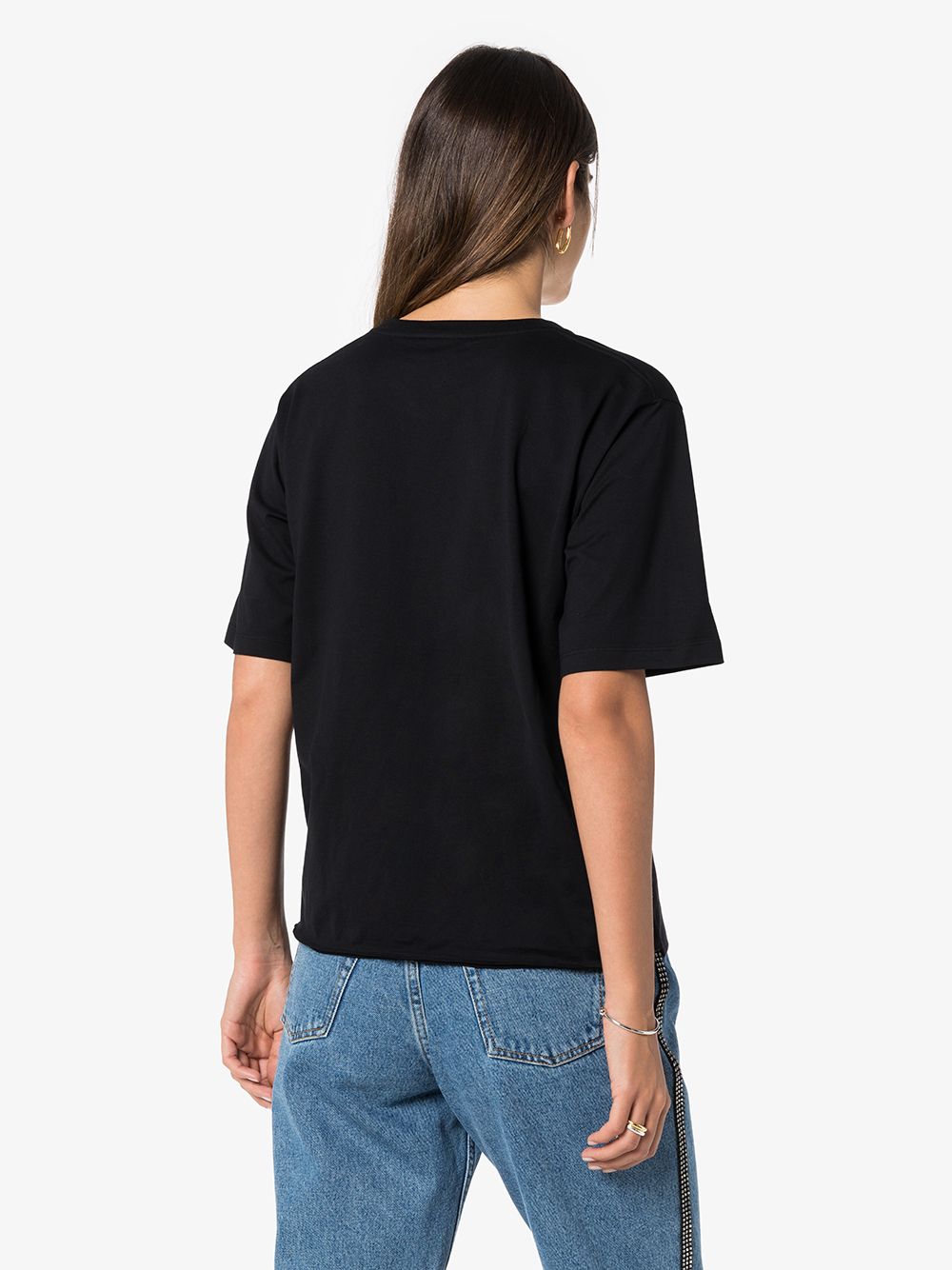 Saint Laurent Cotton Logo T-Shirt – Black with White Print