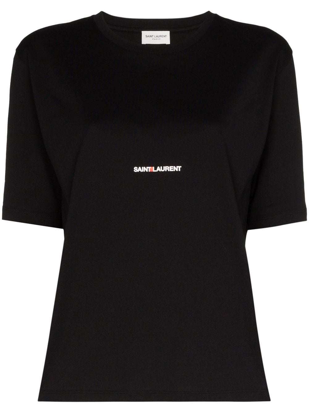 Saint Laurent Cotton Logo T-Shirt – Black with White Print