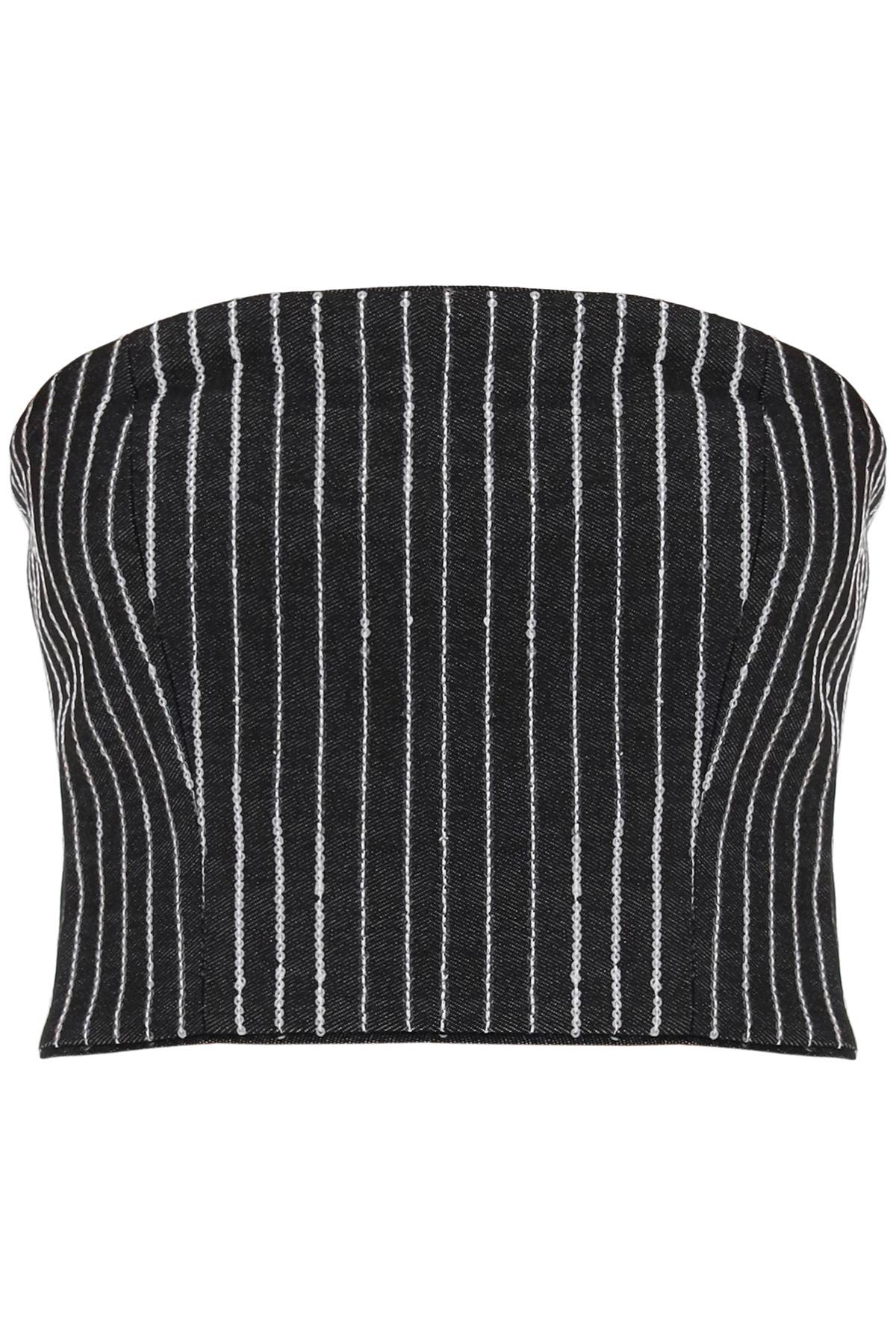 Rotate cropped top with sequined stripes