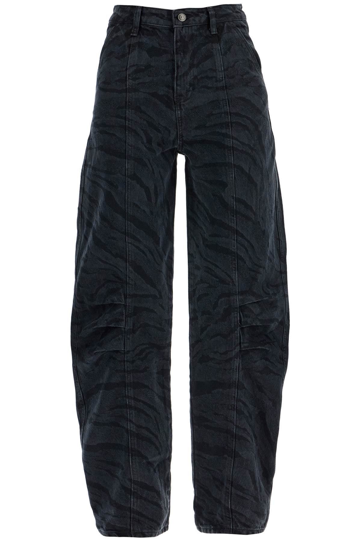 Rotate animal print barrel jeans