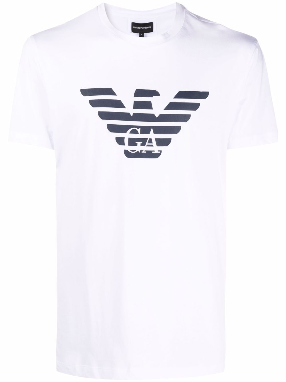 Emporio Armani White Cotton Logo Print T-Shirt