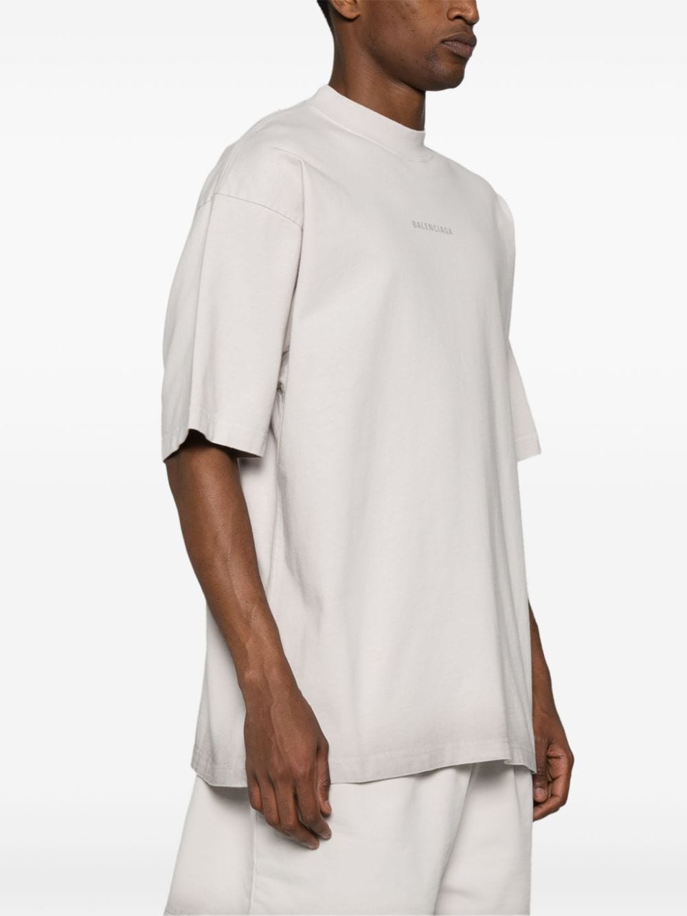 Balenciaga Reflective Logo Cotton T-Shirt – Chalk White