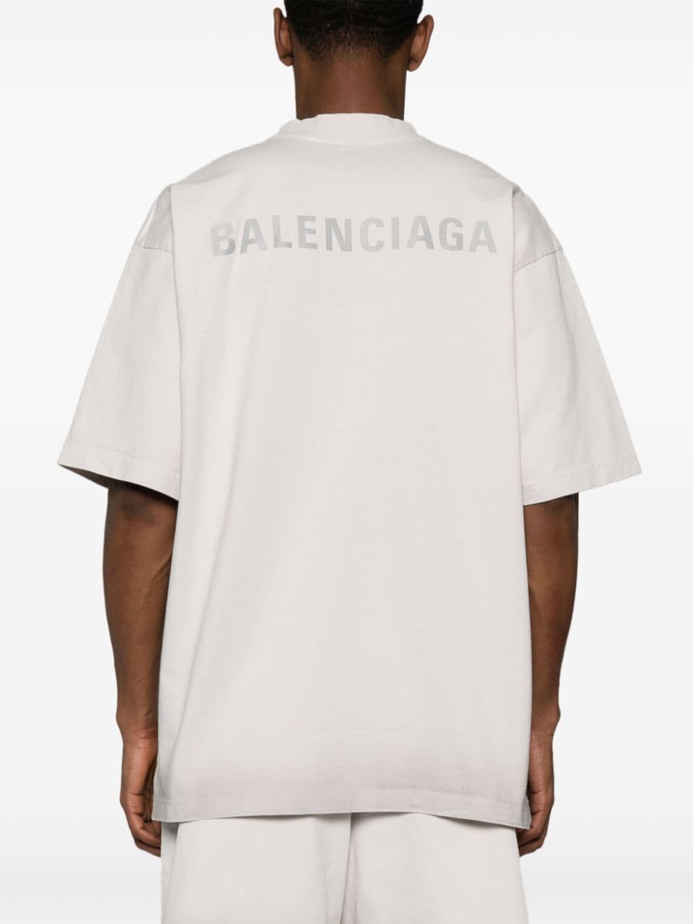 Balenciaga Reflective Logo Cotton T-Shirt – Chalk White