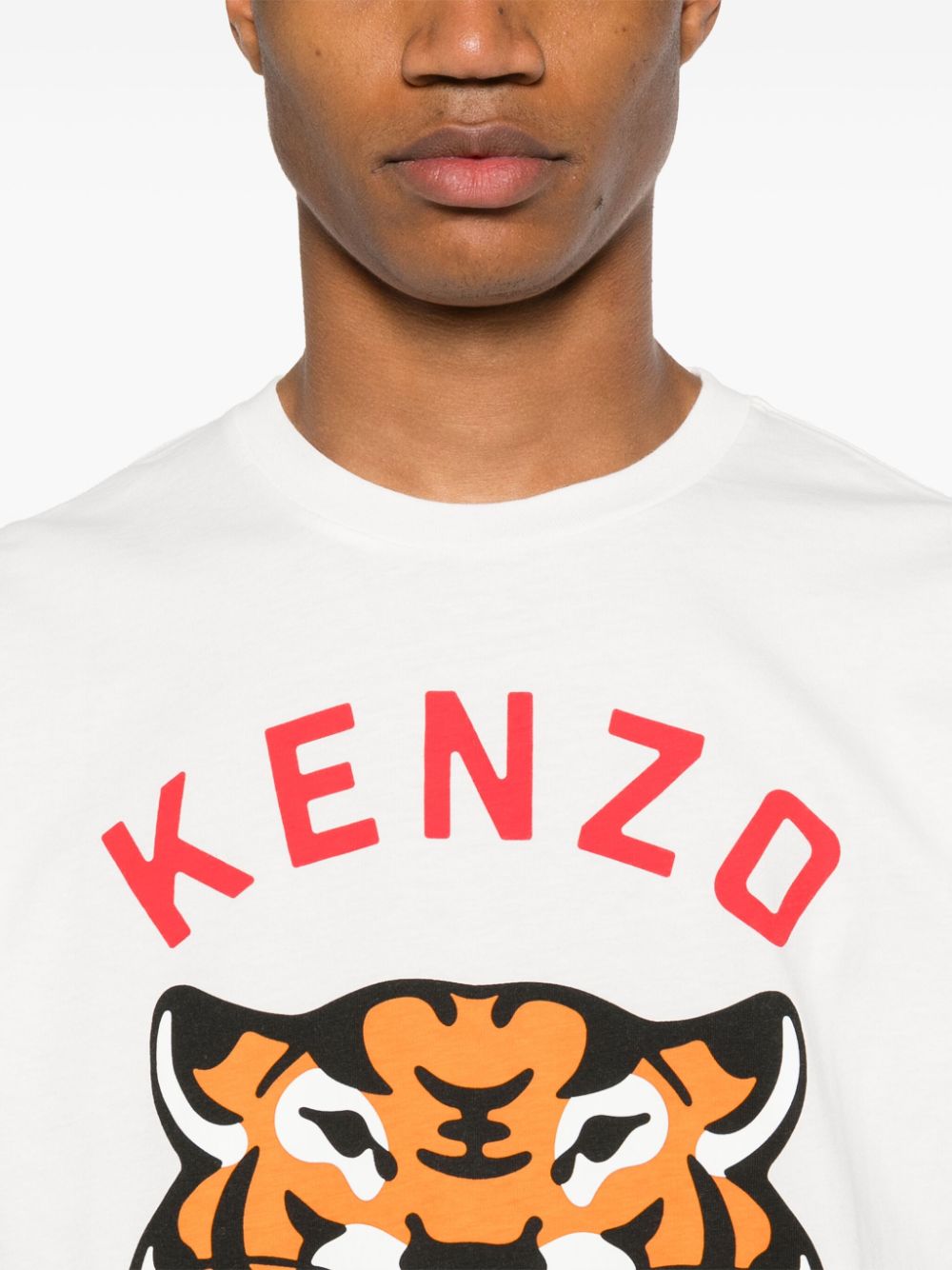 Kenzo Lucky Tiger Organic Cotton T-Shirt – White with Bold Graphic Print