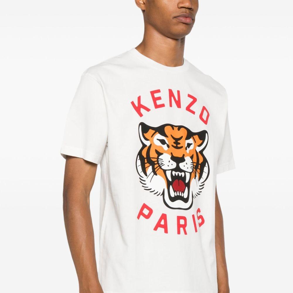 Kenzo Lucky Tiger Organic Cotton T-Shirt – White with Bold Graphic Print