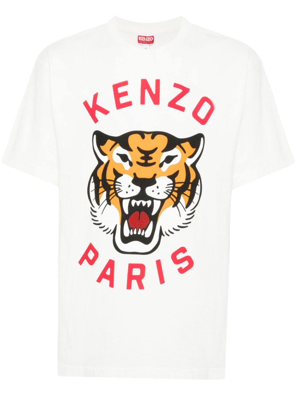 Kenzo Lucky Tiger Organic Cotton T-Shirt – White with Bold Graphic Print