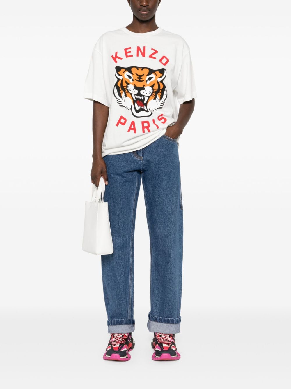 Kenzo Lucky Tiger Organic Cotton T-Shirt – White with Bold Graphic Print