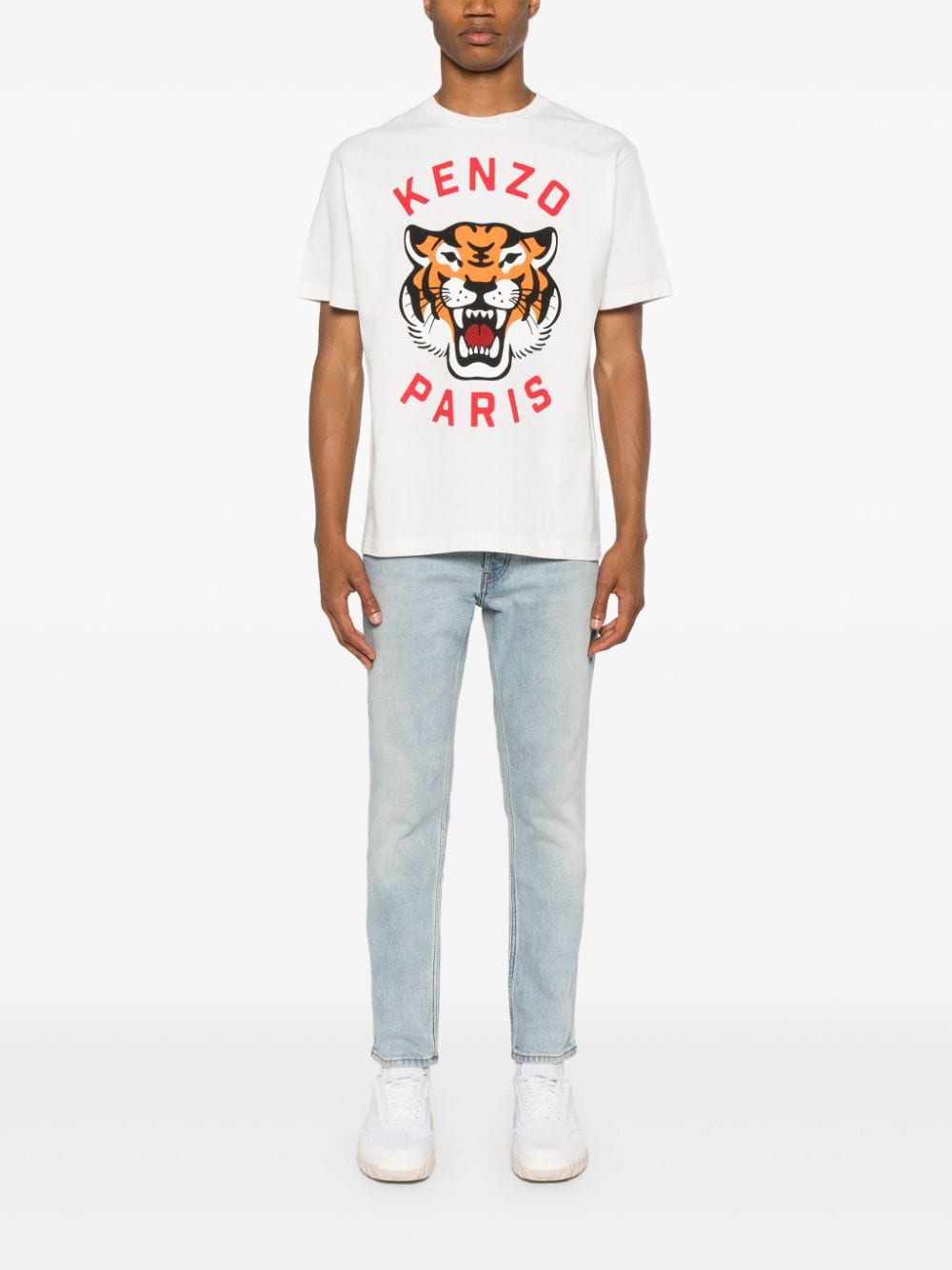 Kenzo Lucky Tiger Organic Cotton T-Shirt – White with Bold Graphic Print