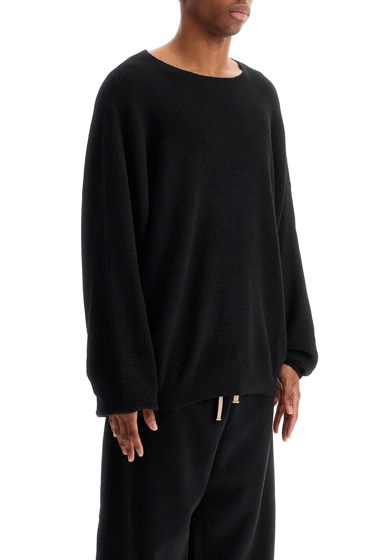 Fear Of God ESSENTIALS Waffle Knit Crewneck Pullover – Black