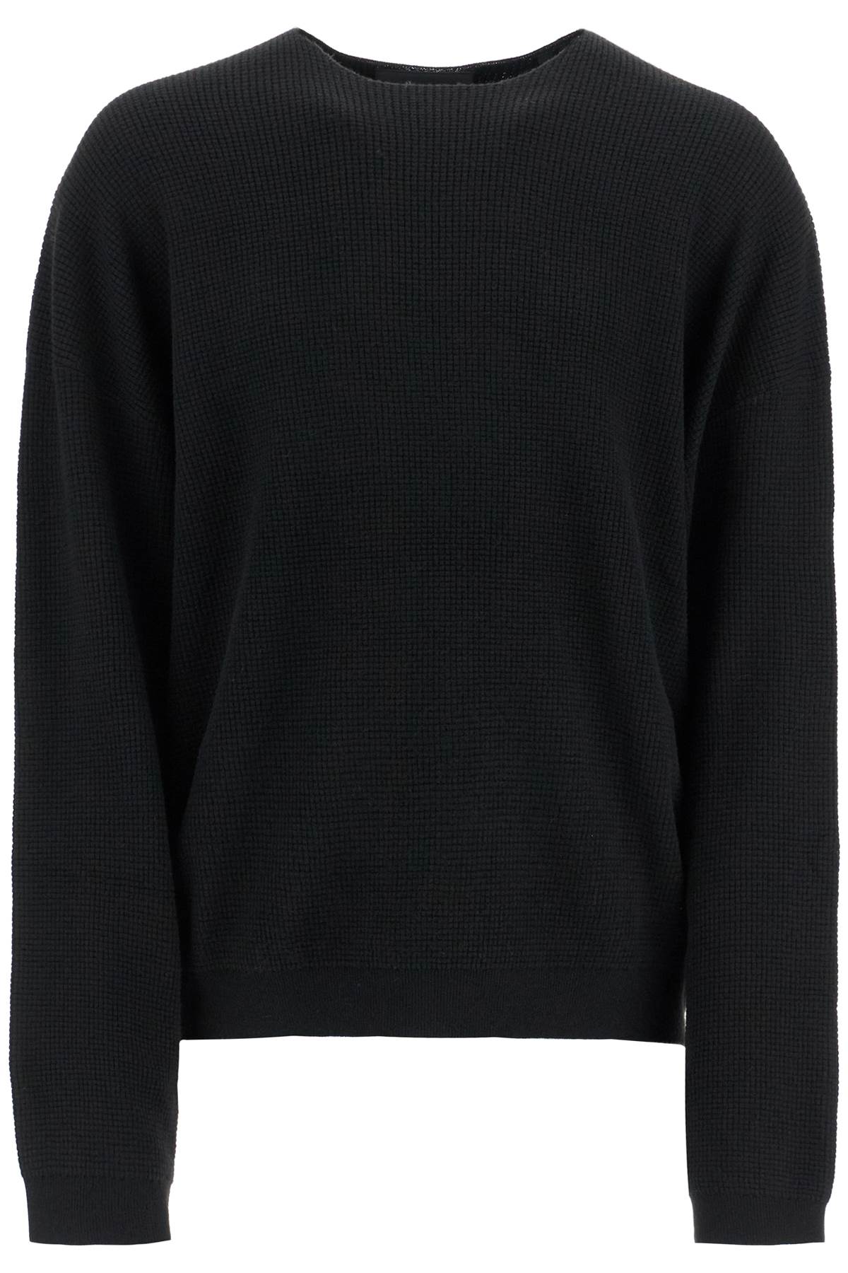 Fear Of God ESSENTIALS Waffle Knit Crewneck Pullover – Black