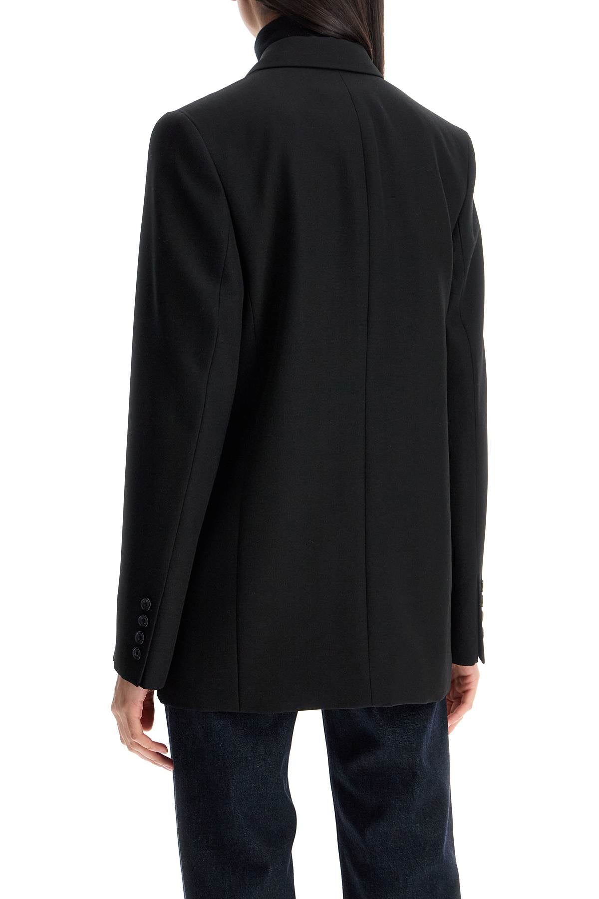 Toteme sustainable black oversized single-breasted jacket