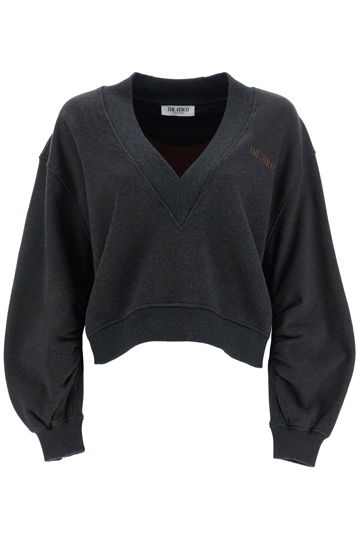 The Attico oversized sweatshirt with deep v-neck in gradient black