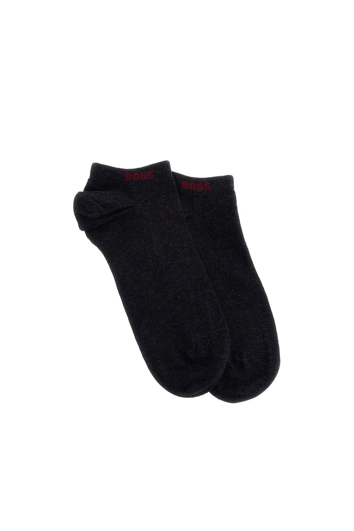 Boss dark grey short socks with logo 2 pairs 80% cotton made in italy