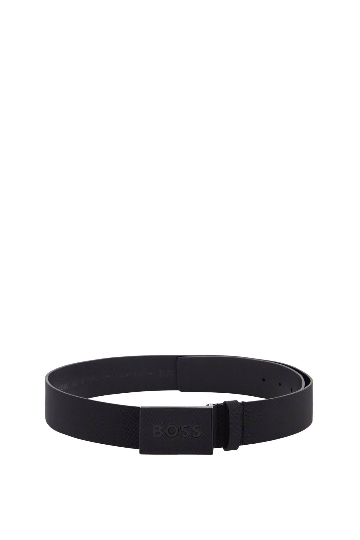 Boss elegant black synthetic belt icon-s1