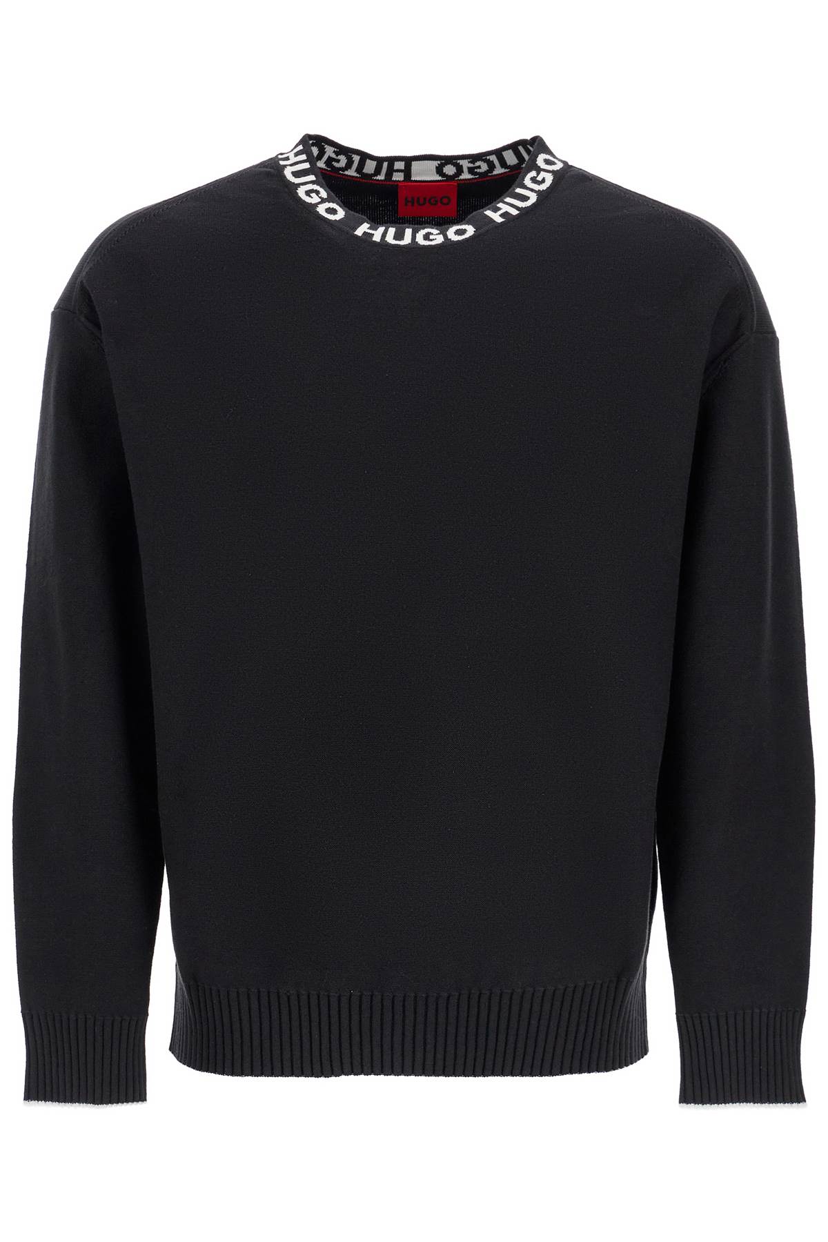 Hugo men's regular fit wide neck long sleeve sweatshirt black