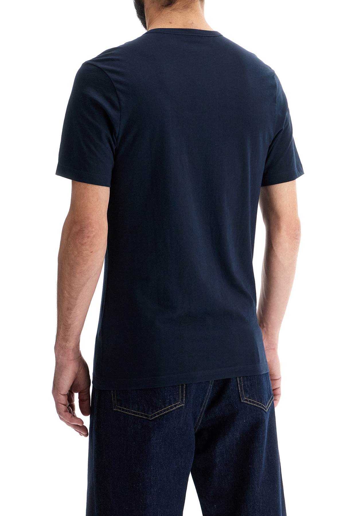 Boss short sleeve regular fit dark blue cotton t-shirt with embroidered logo