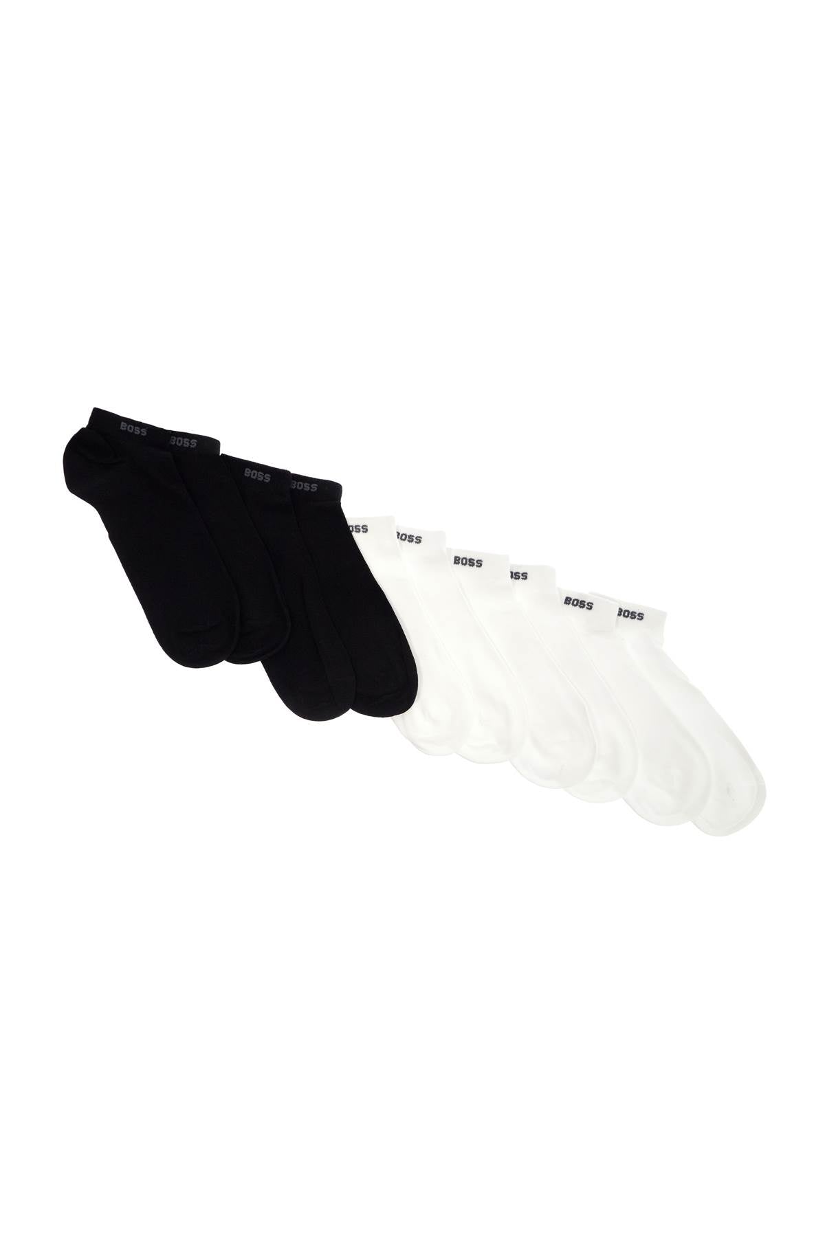 Boss short solid color socks set of 5 pairs black and white cotton