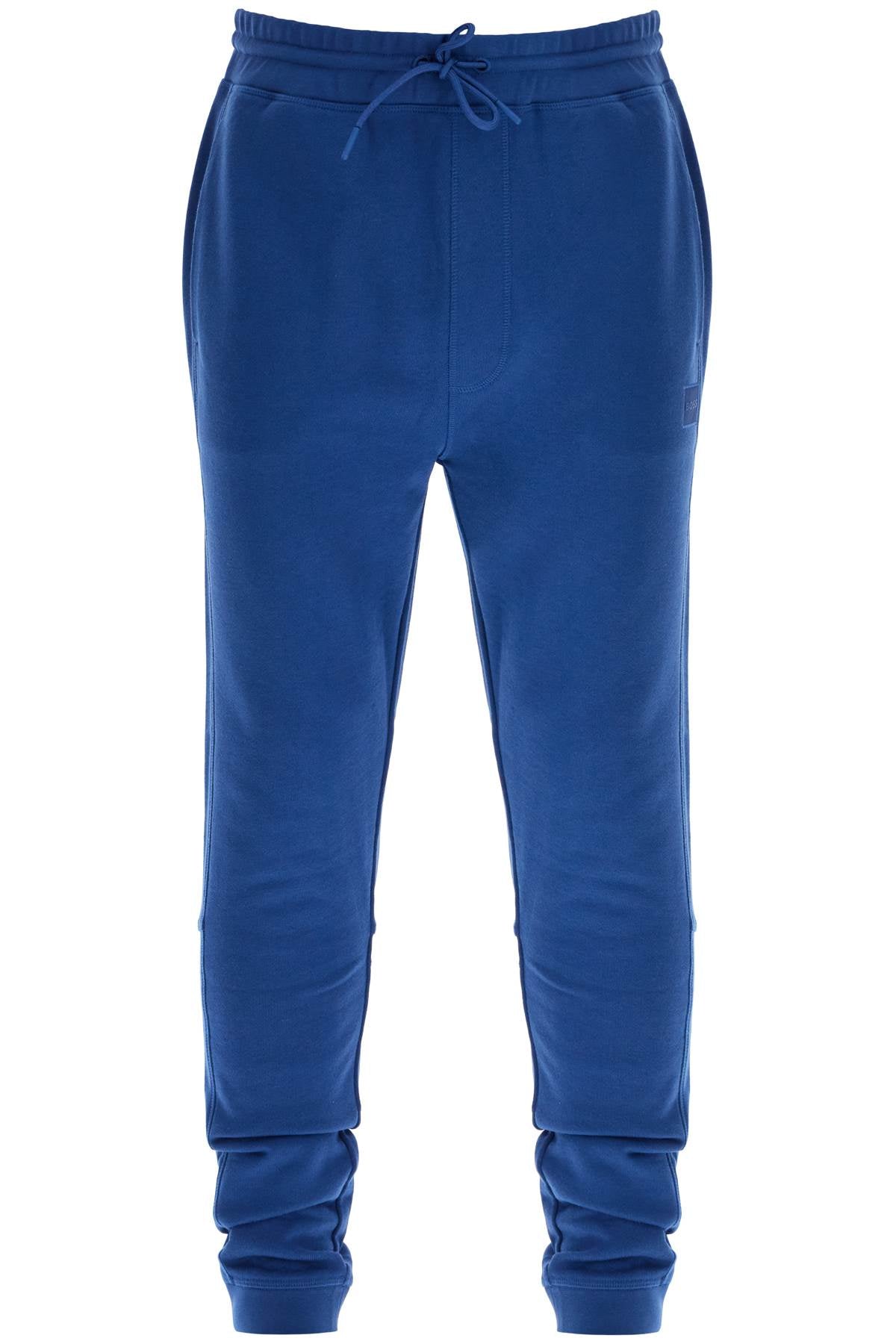 Boss regular fit high-waisted blue cotton pants