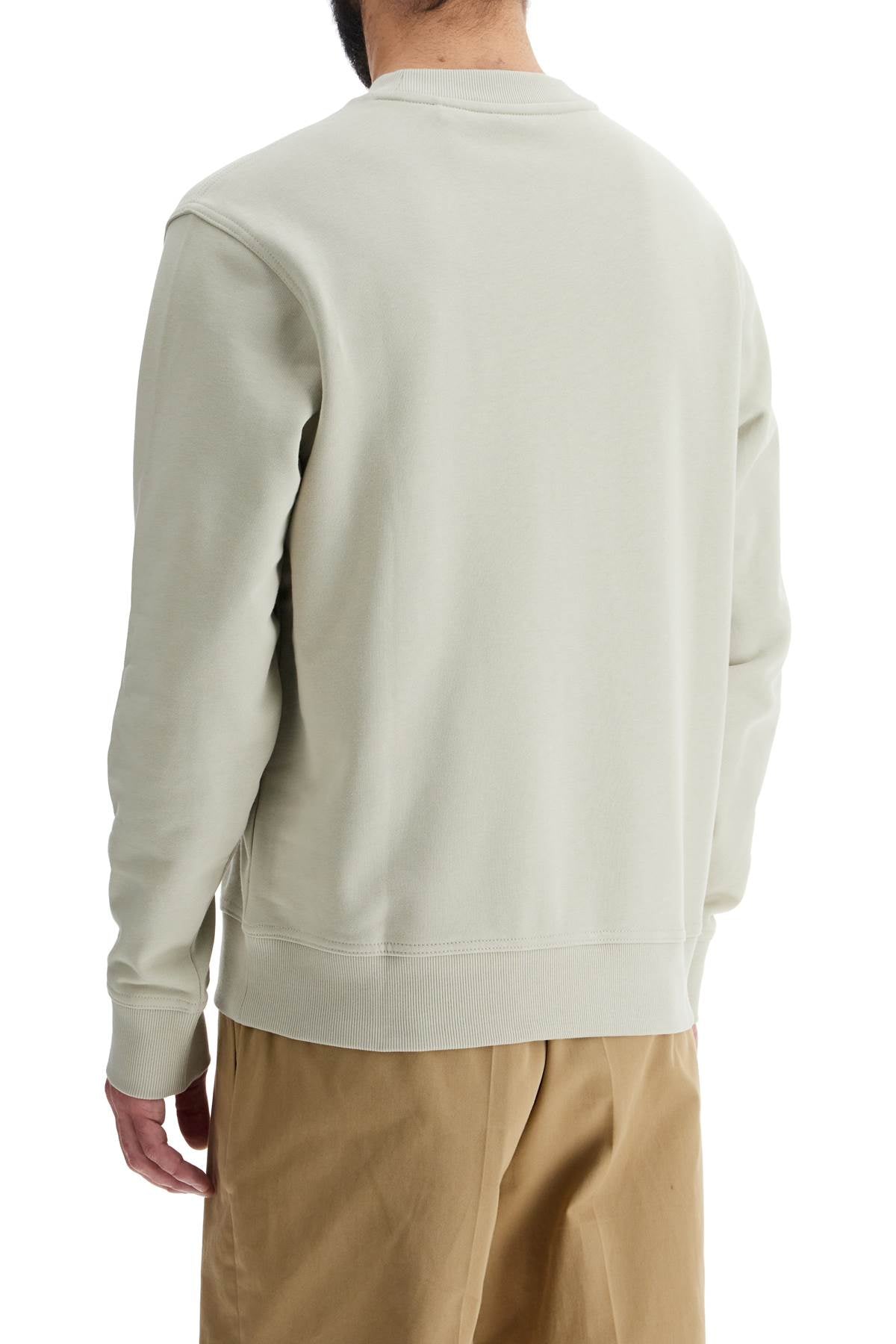 Boss men's light beige cotton sweatshirt with long sleeves and round neck regular fit