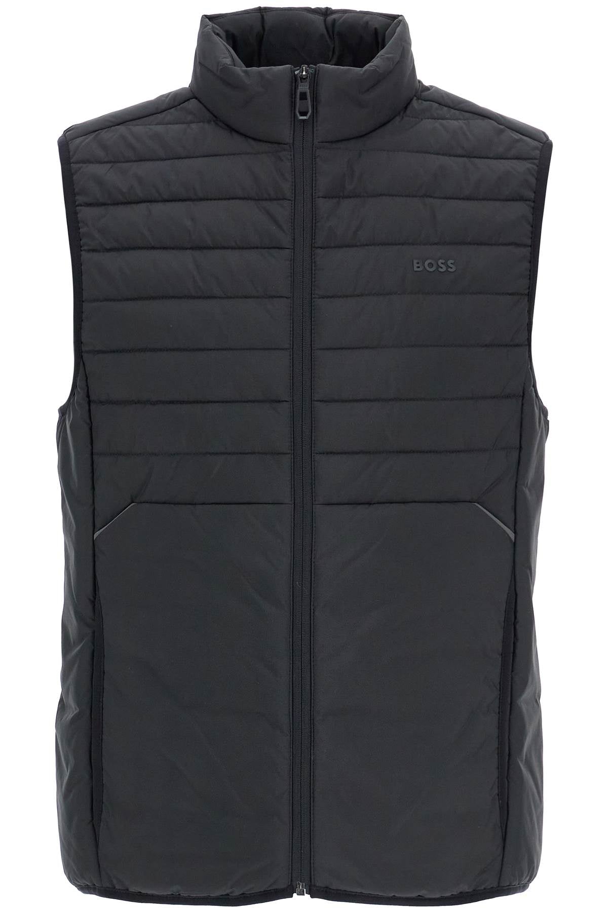 Boss black high collar quilted gilet regular fit