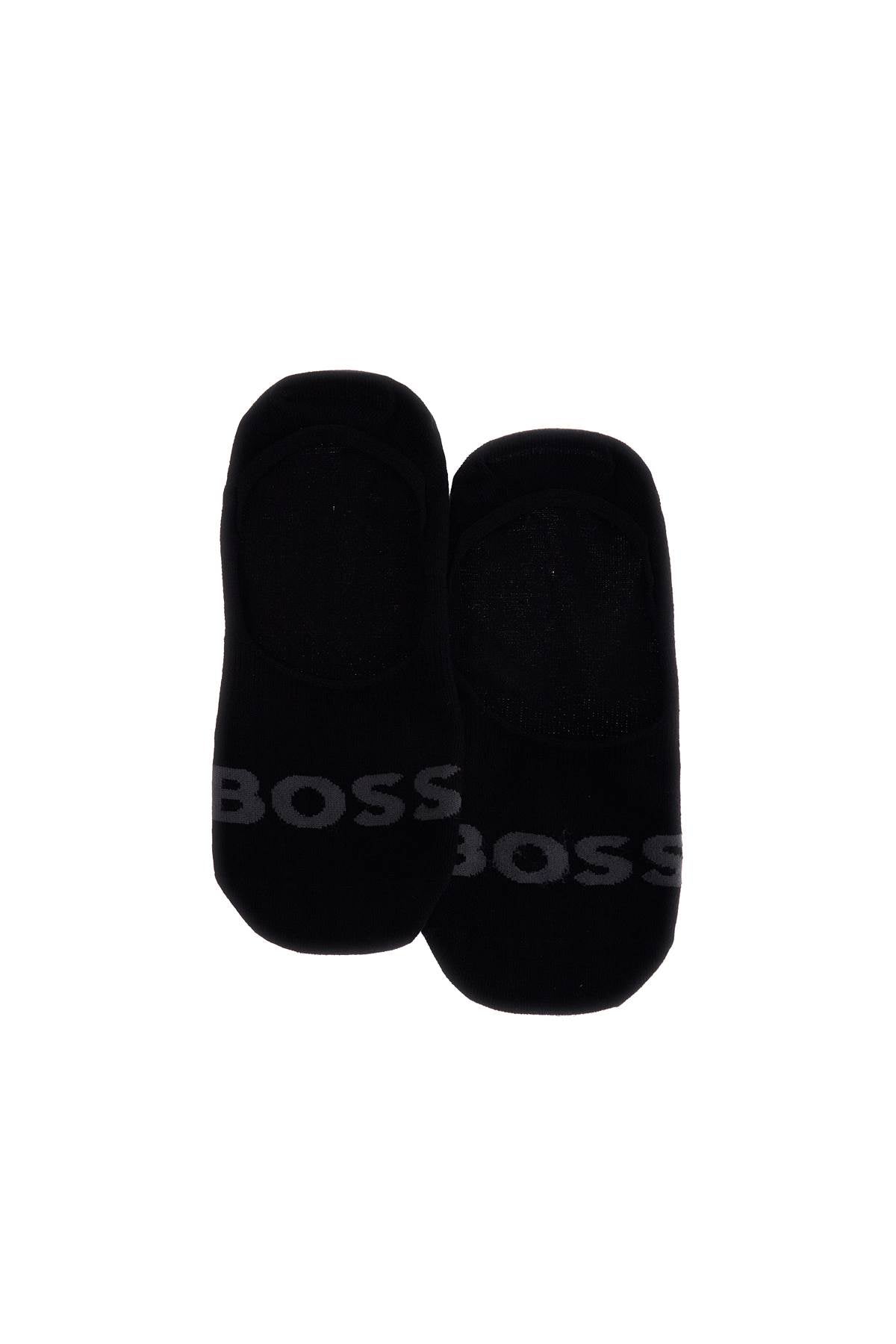 Boss men's low profile slim black socks with minimalist logo