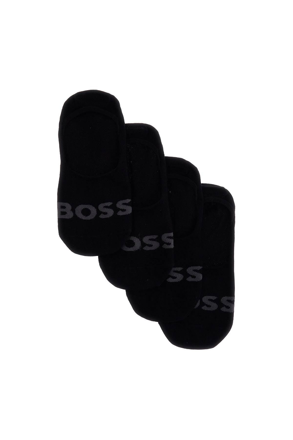 Boss men's low profile slim black socks with minimalist logo