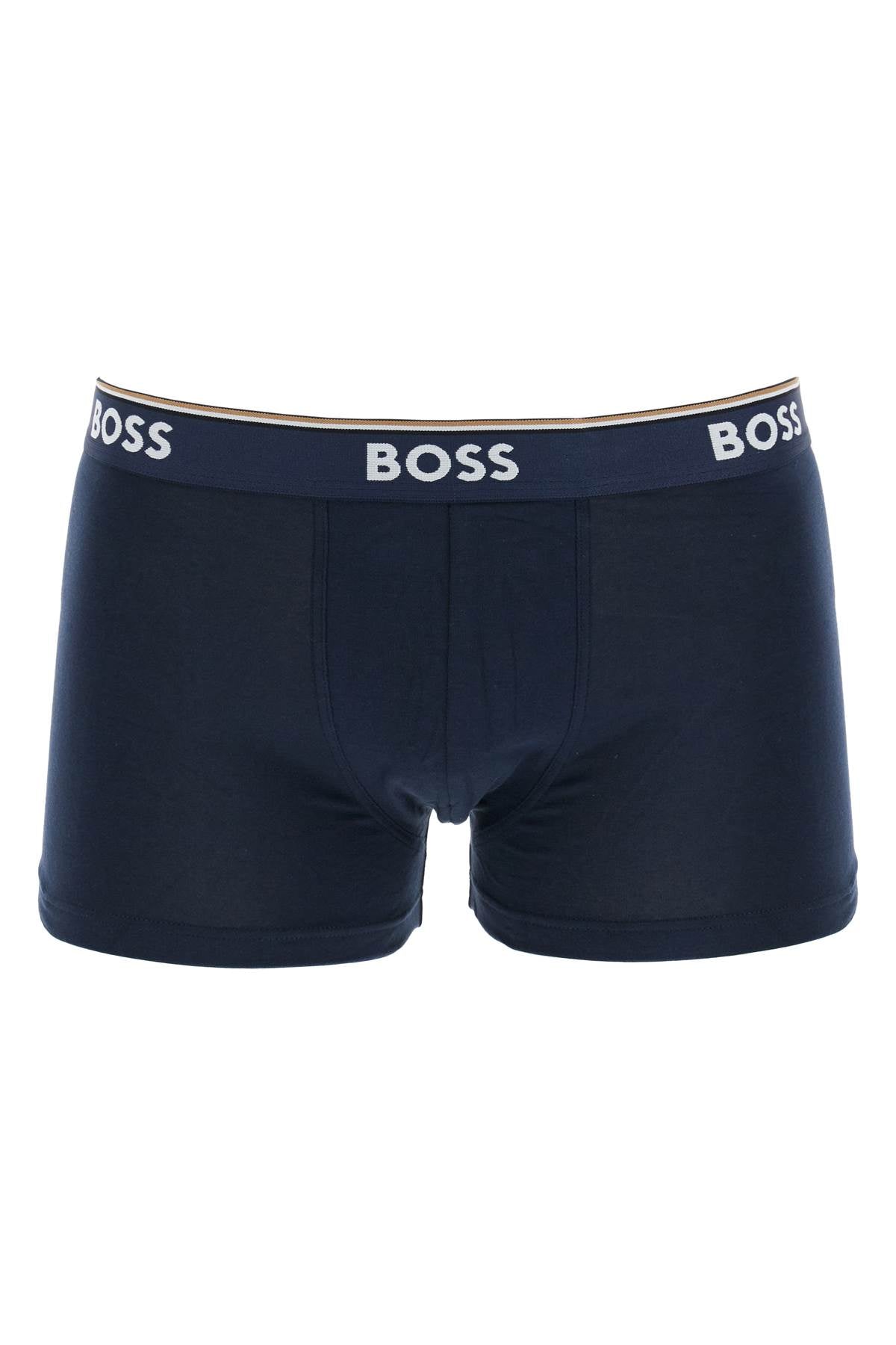 Boss dark blue and patterned slim fit boxer set 3 pieces stretch cotton