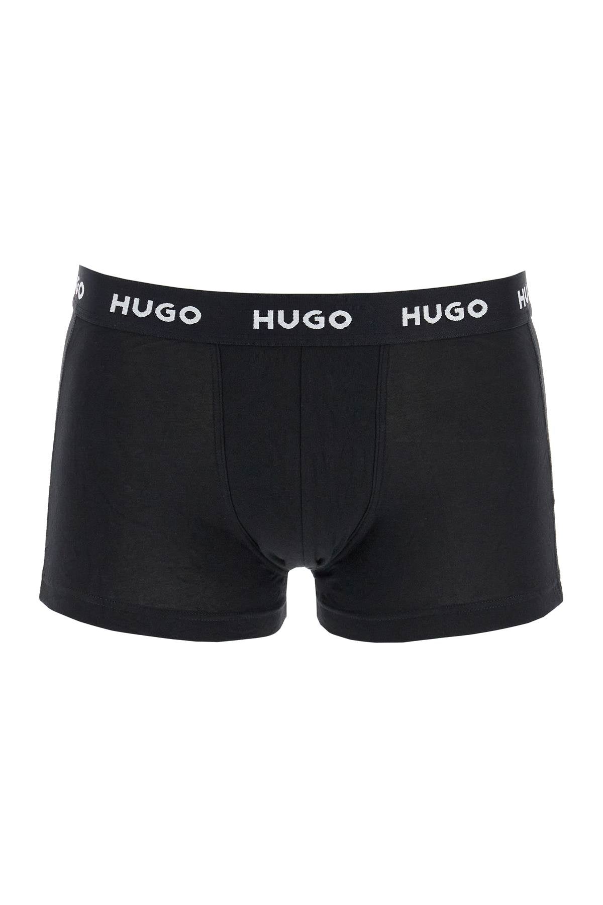 Hugo set di 3 boxer in cotone nero comodi con logo