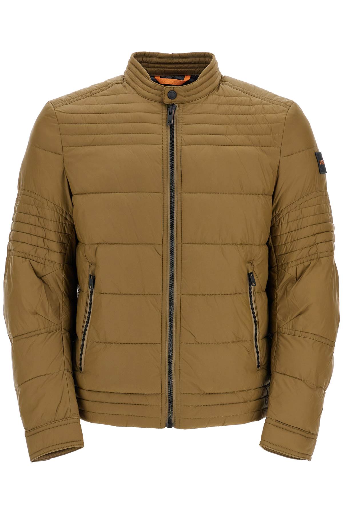 Boss green down jacket with high collar for men