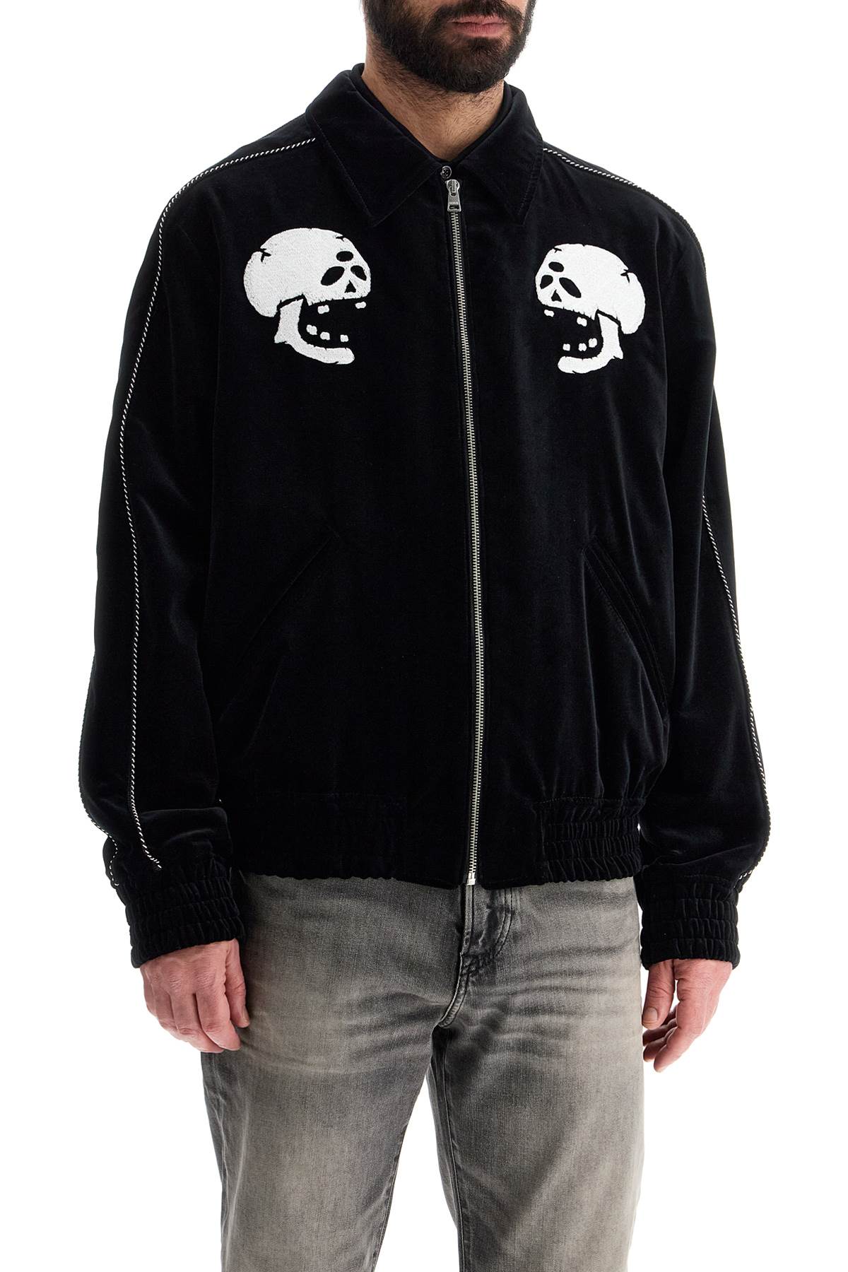 Hugo black skull pattern cotton jacket with zip