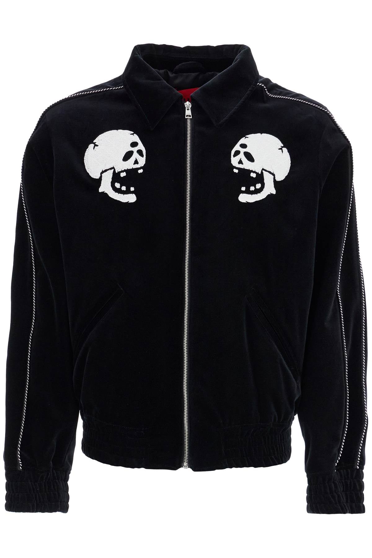 Hugo black skull pattern cotton jacket with zip