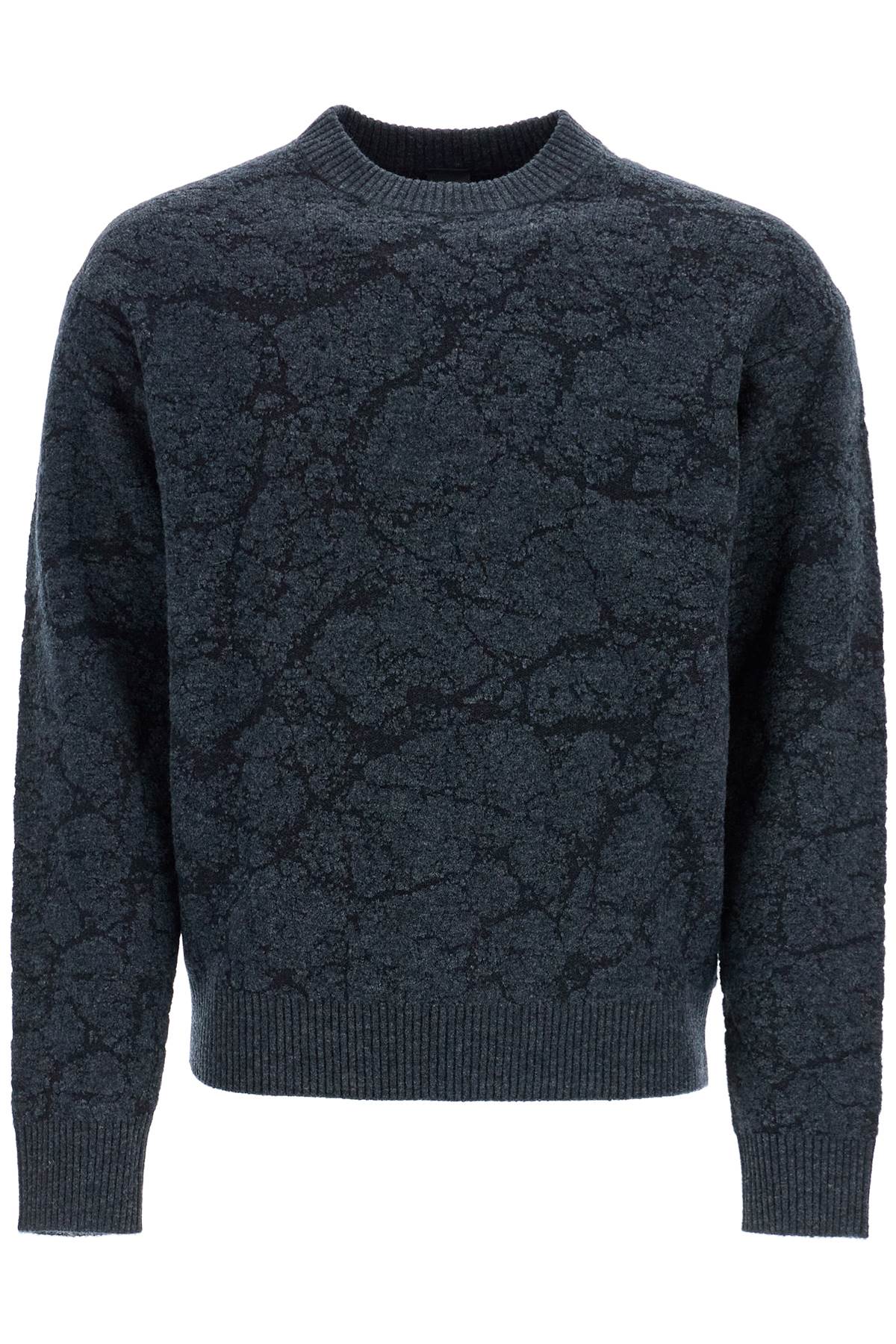 Boss men's black wool sweater with wide neck regular fit