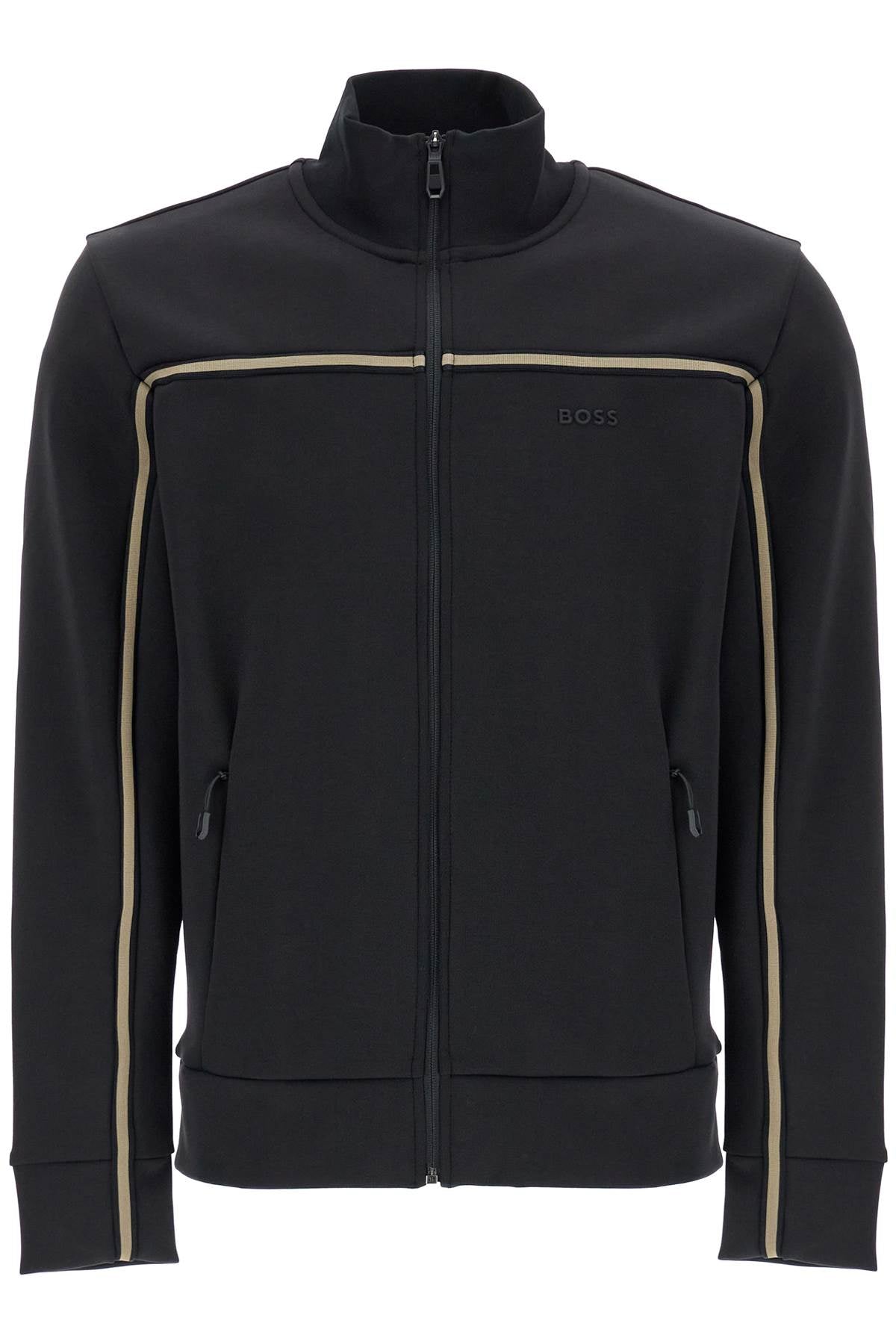 boss skaz 1 black high collar zip sweatshirt