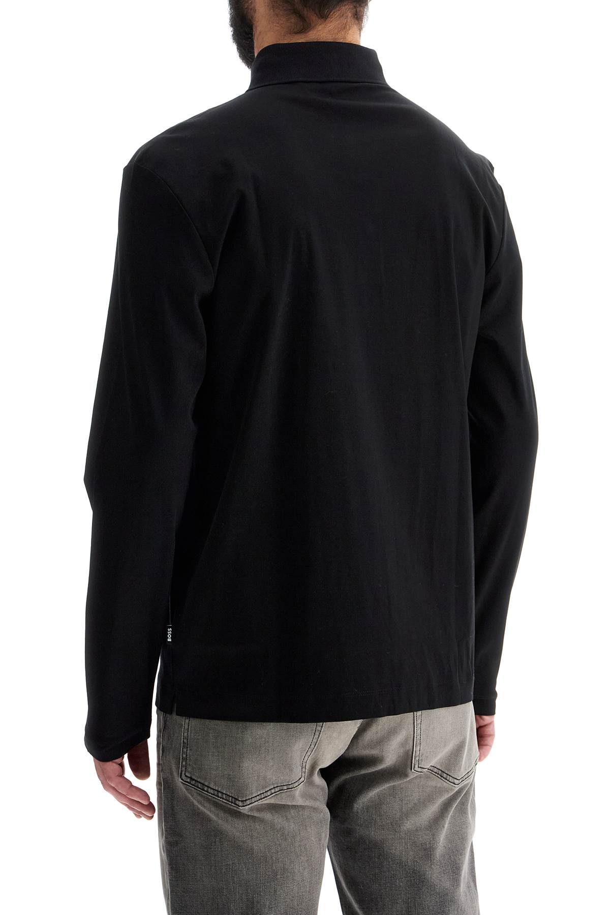 Boss black long sleeve cotton polo