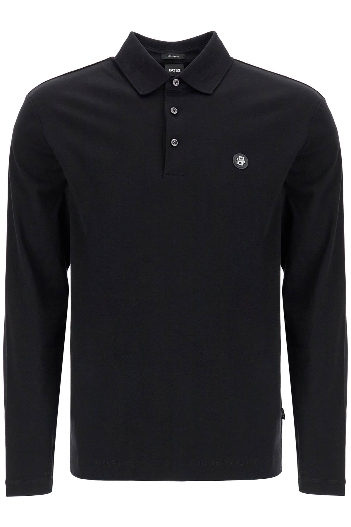 Boss black long sleeve cotton polo