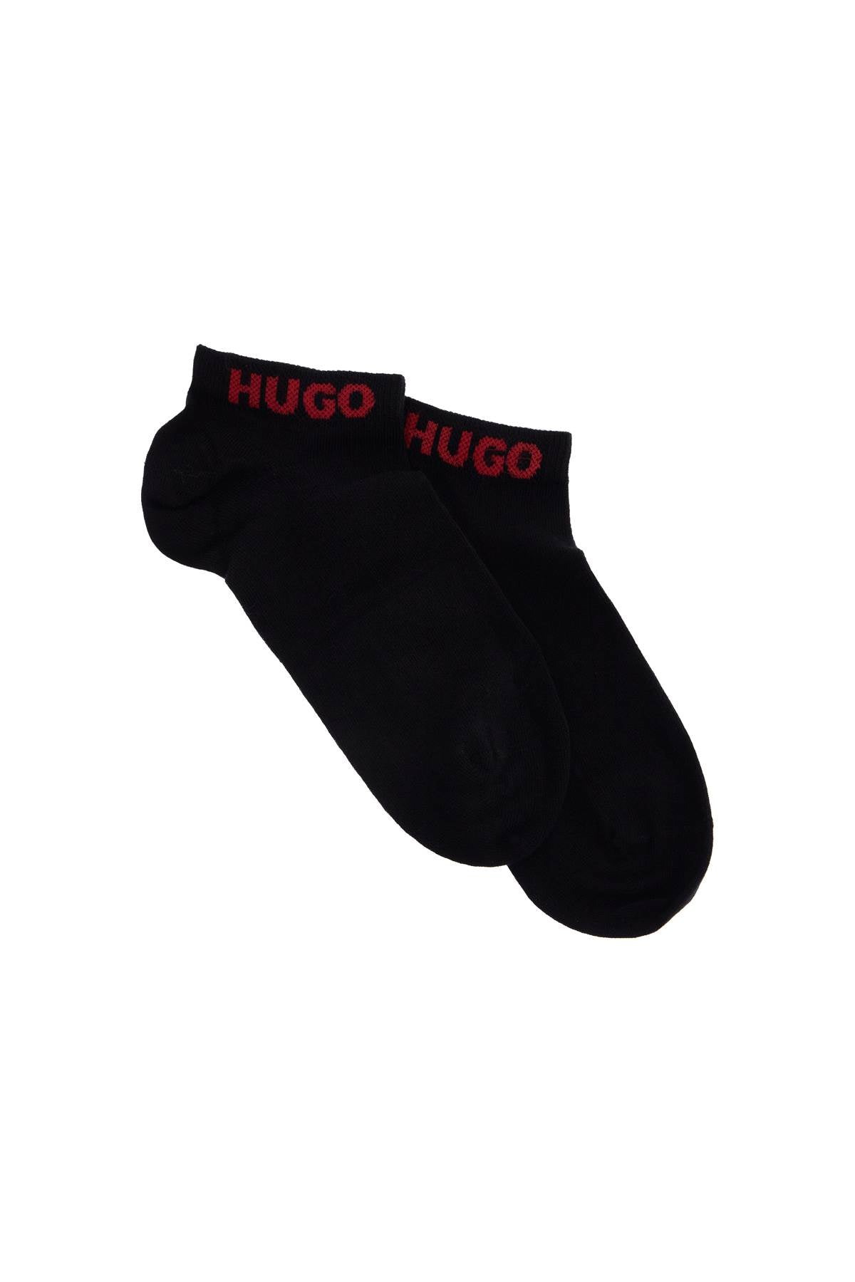 Hugo men's short socks 4 pairs cotton repeated logo black and red